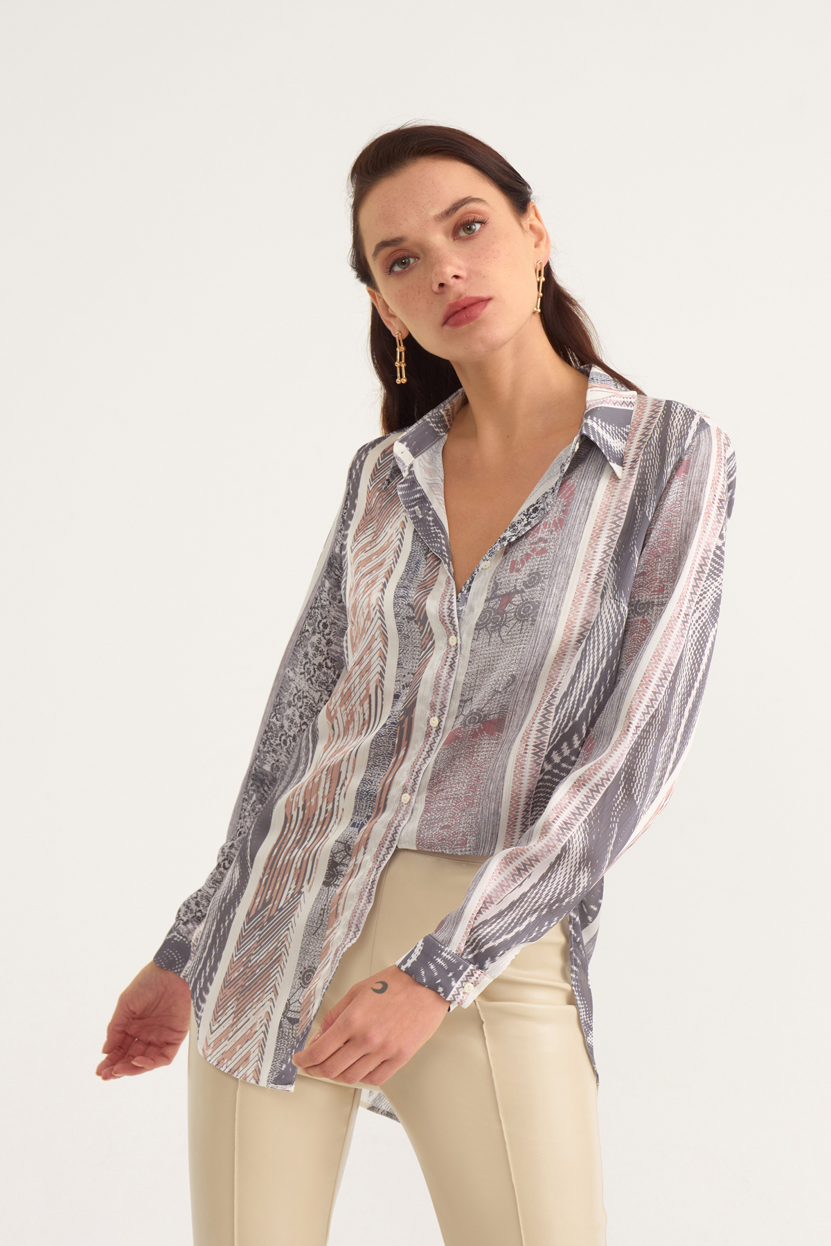 Printed shabby shirt - GRAY