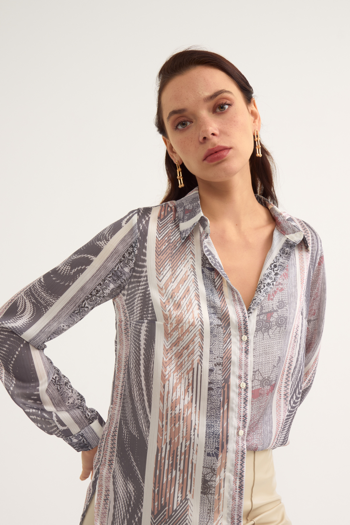 Printed shabby shirt - GRAY