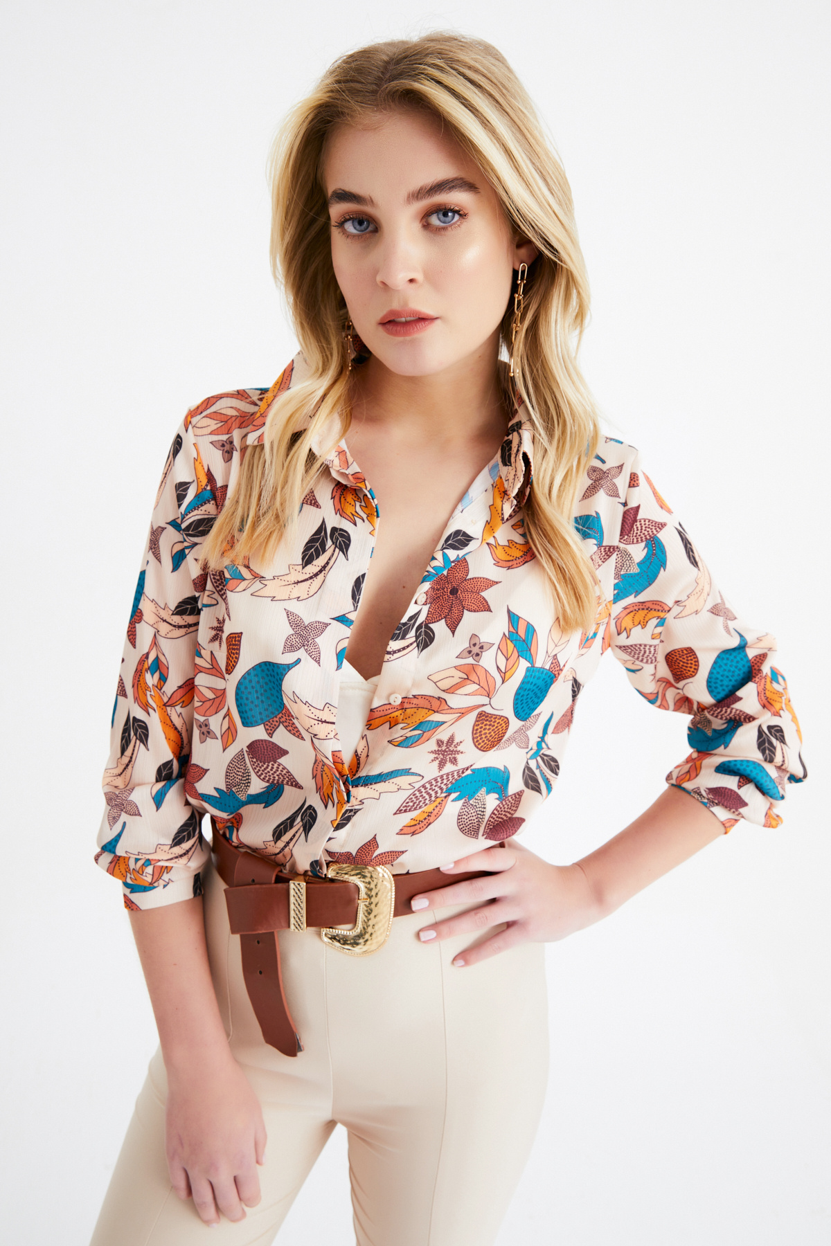 Emprime salaş gömlek - BEJ