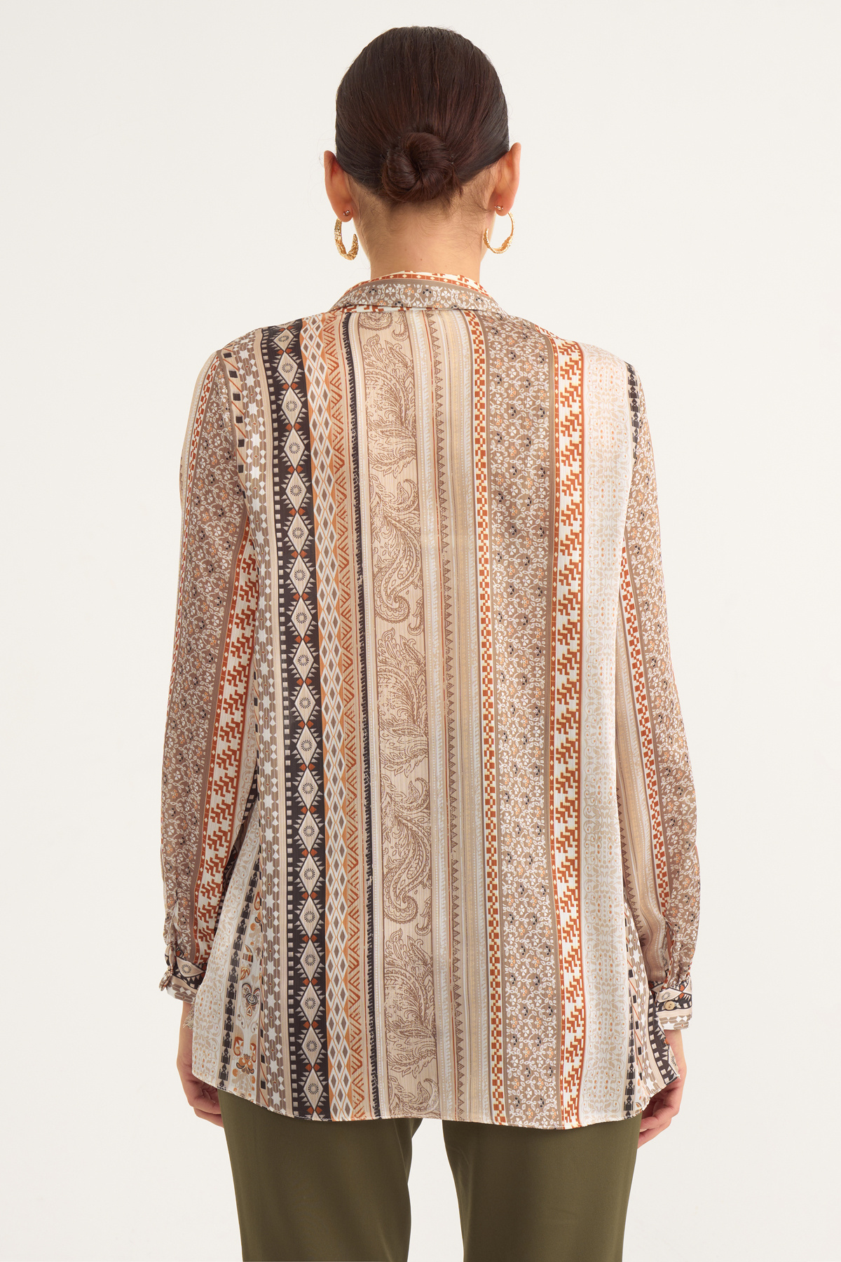 Ethnic patterned shabby shirt - BEIGE