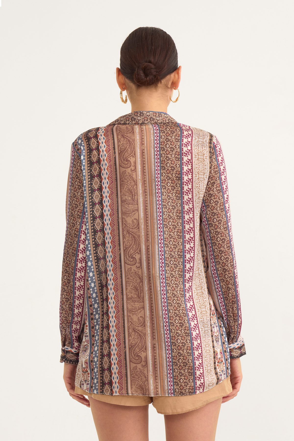 Ethnic patterned shabby shirt - MAROON