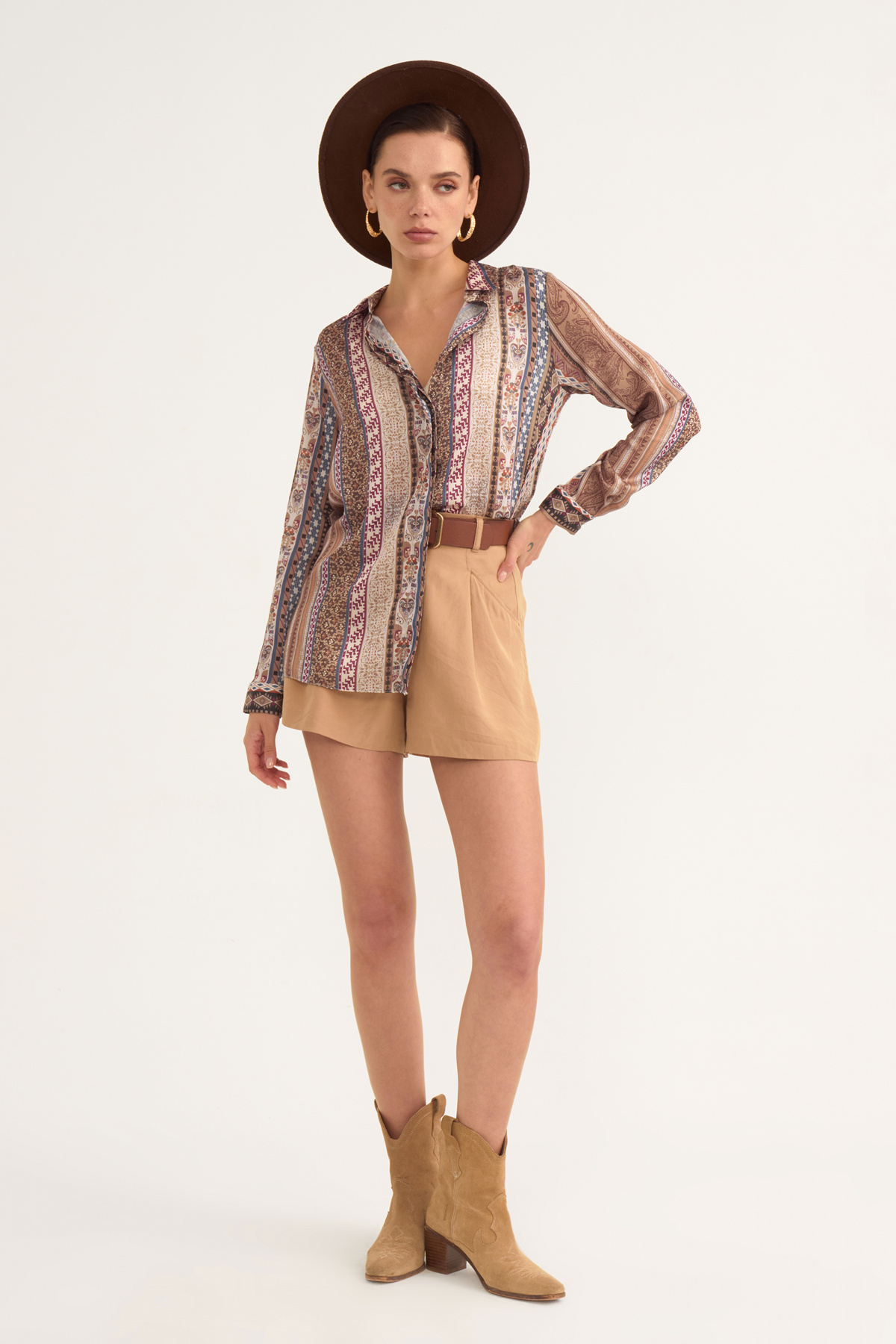 Ethnic patterned shabby shirt - MAROON