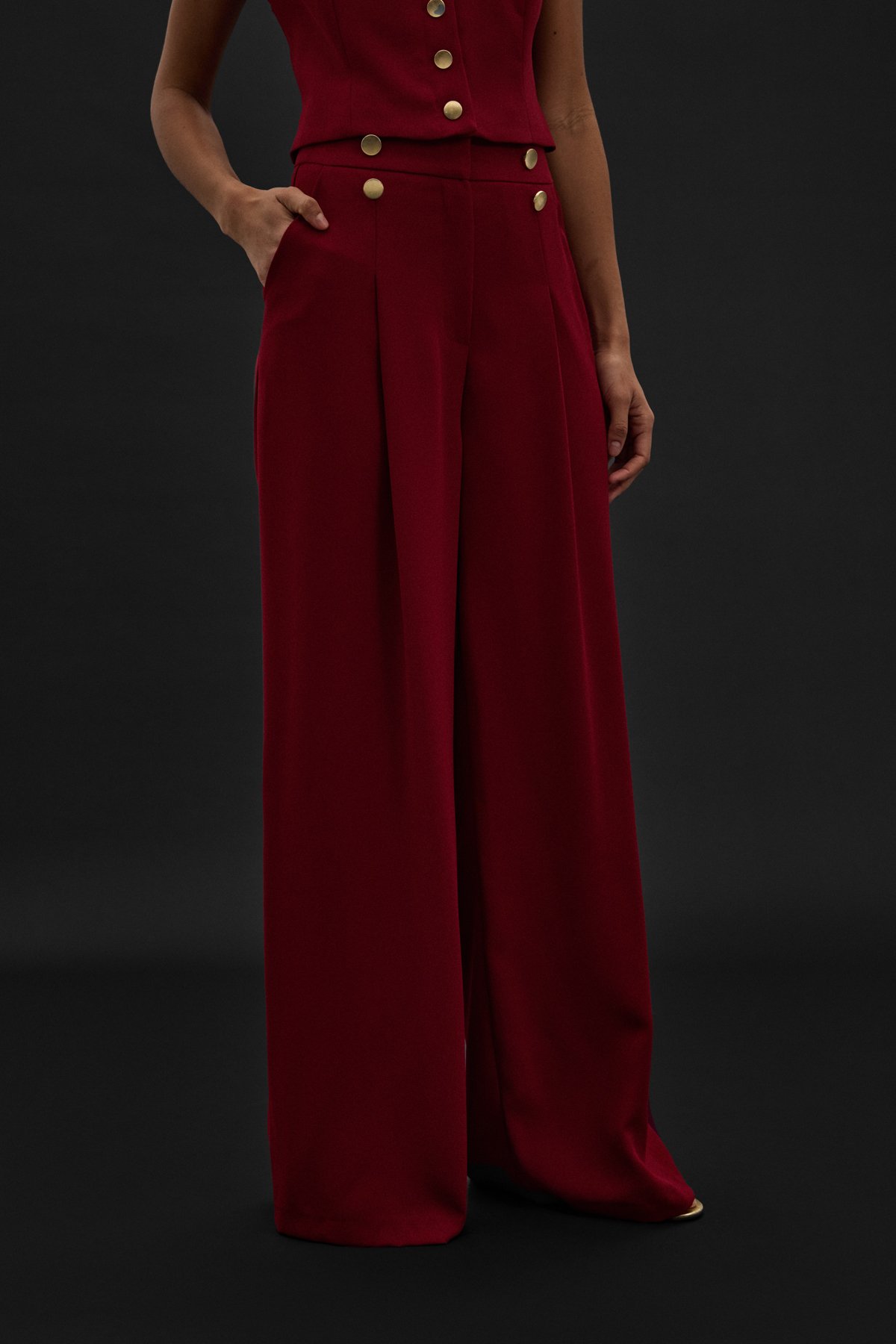 Eva Krep Pantolon - Bordo