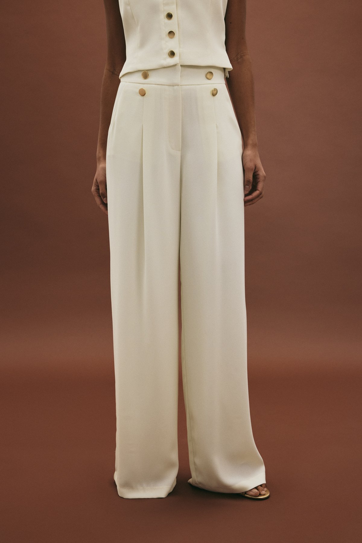 Eva Krep Pantolon - Ekru