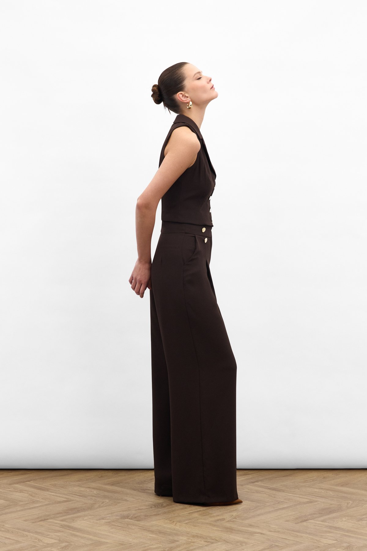 Eva Krep Pantolon - Kahve