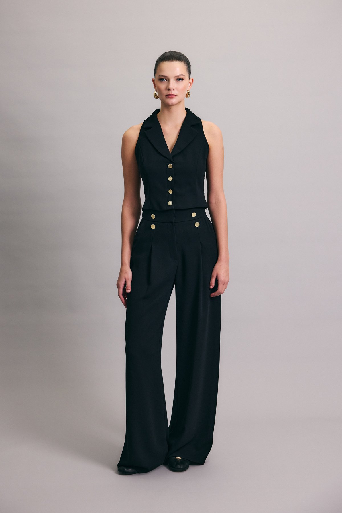 Eva Krep Pantolon - Siyah