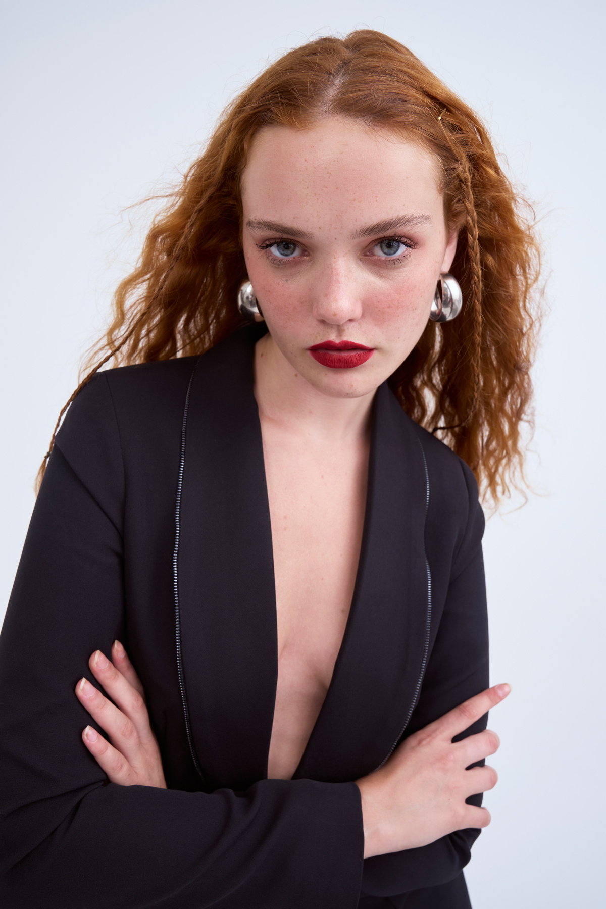 Fermuar detaylı yaka klasik ceket - SİYAH