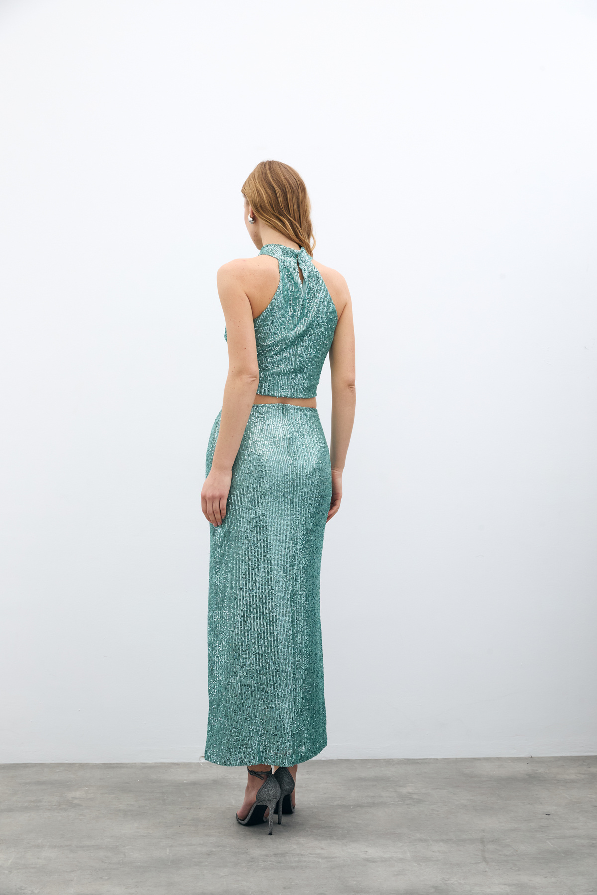 Fermuarlı Karolin Midi Etek - Mint