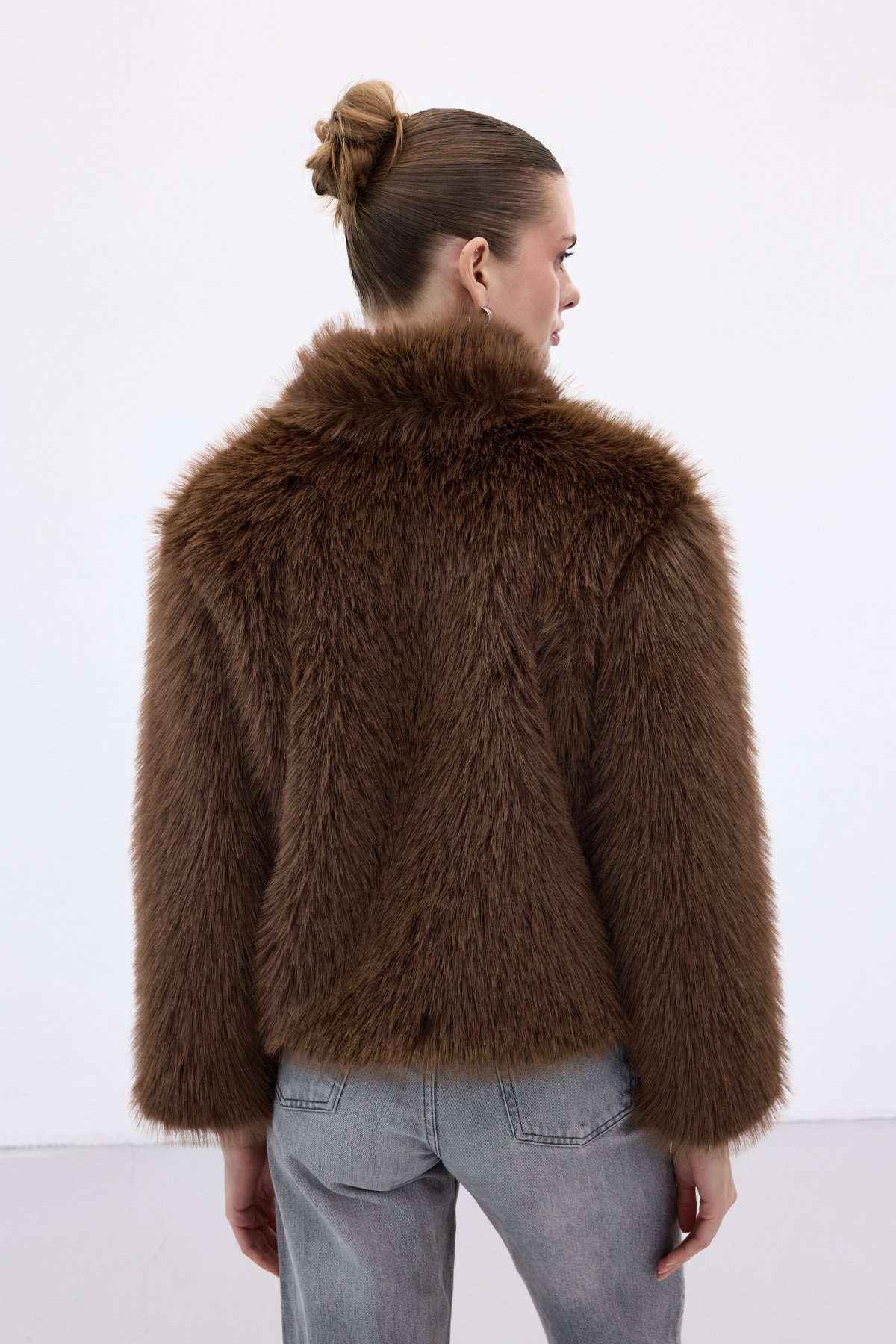 Fermuarlı Kürk - Kahve