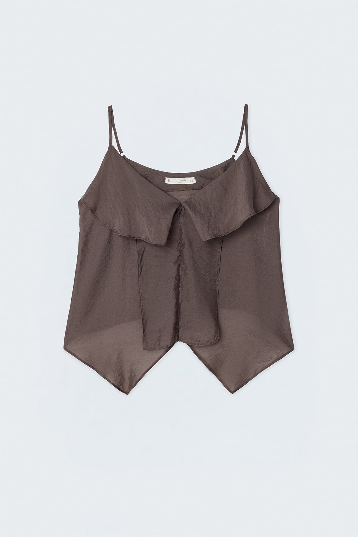 Ruffle Detailed Strappy Blouse - Brown