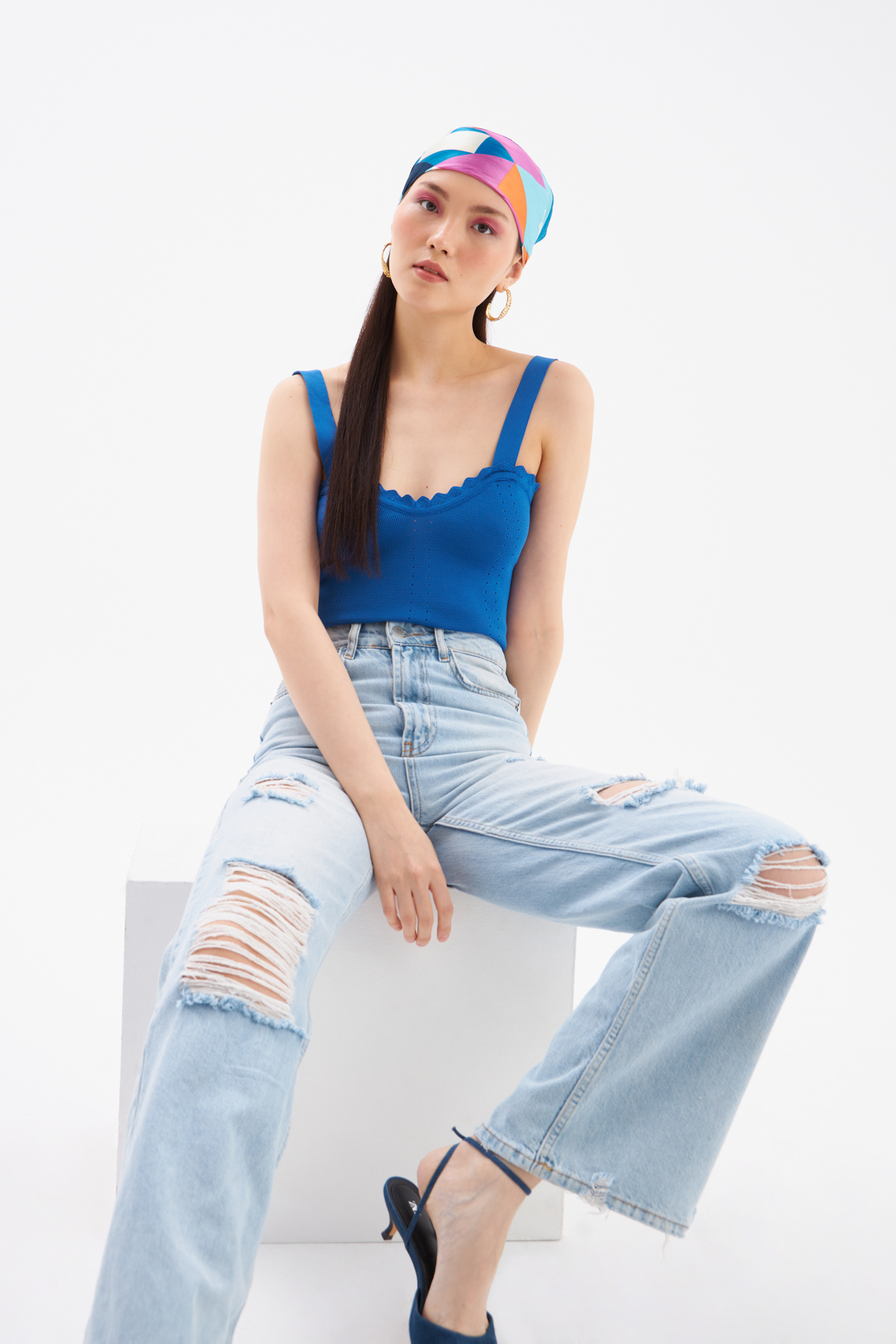 Frill Detailed Knitwear Blouse - BLUES