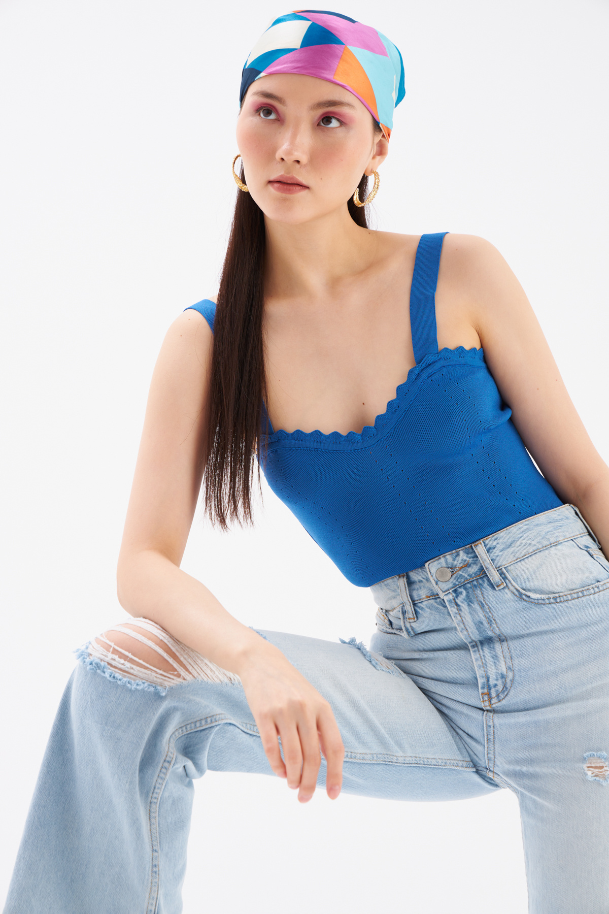 Frill Detailed Knitwear Blouse - BLUES
