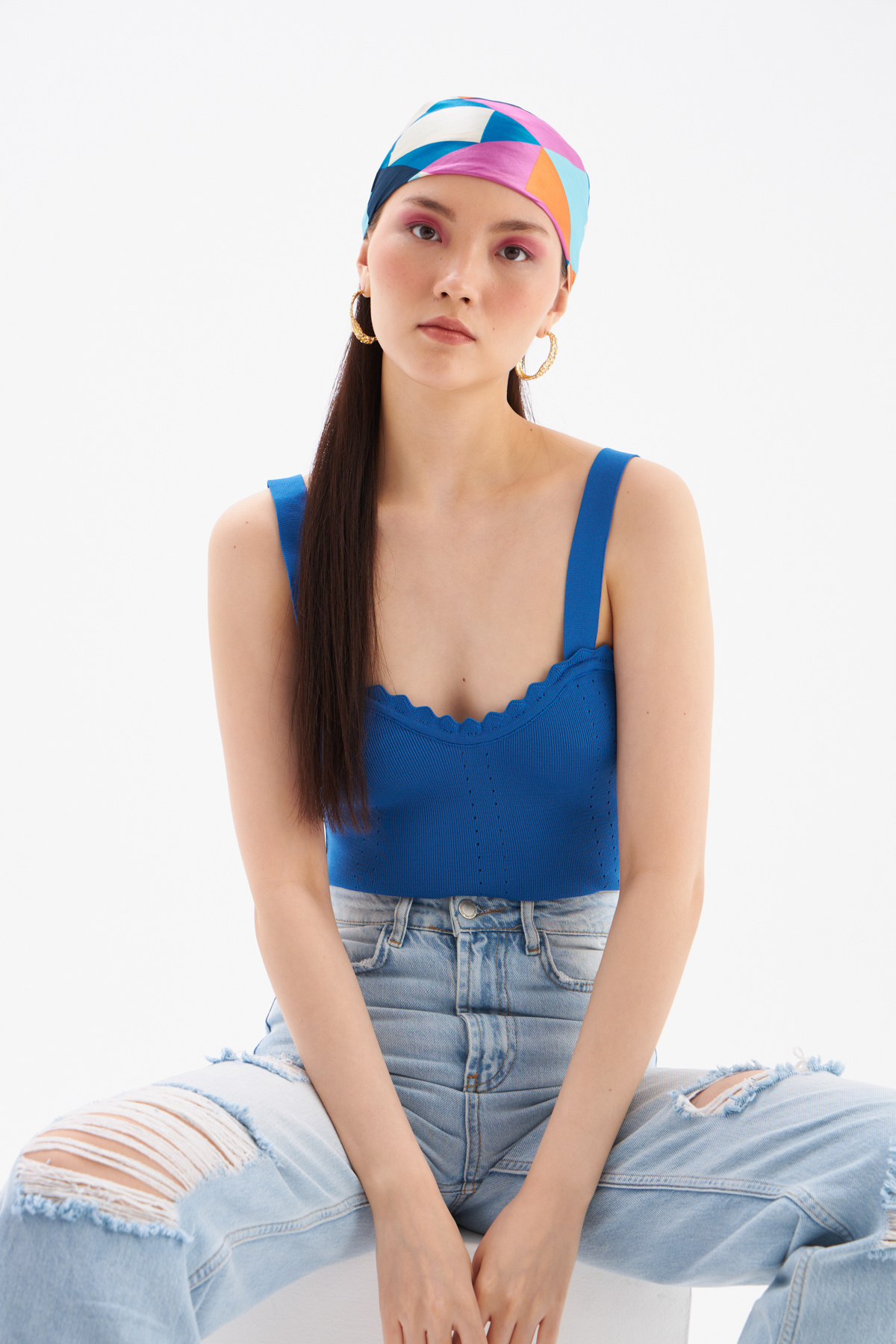 Frill Detailed Knitwear Blouse - BLUES
