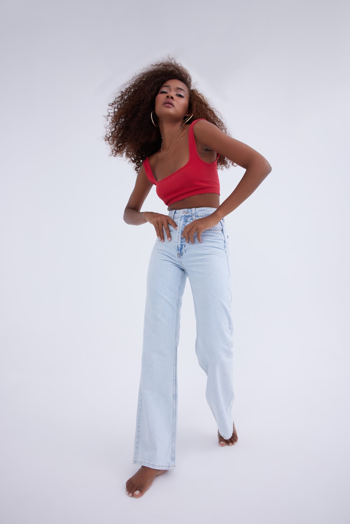 Fit 90s full  geniş paça jean - MAVİ