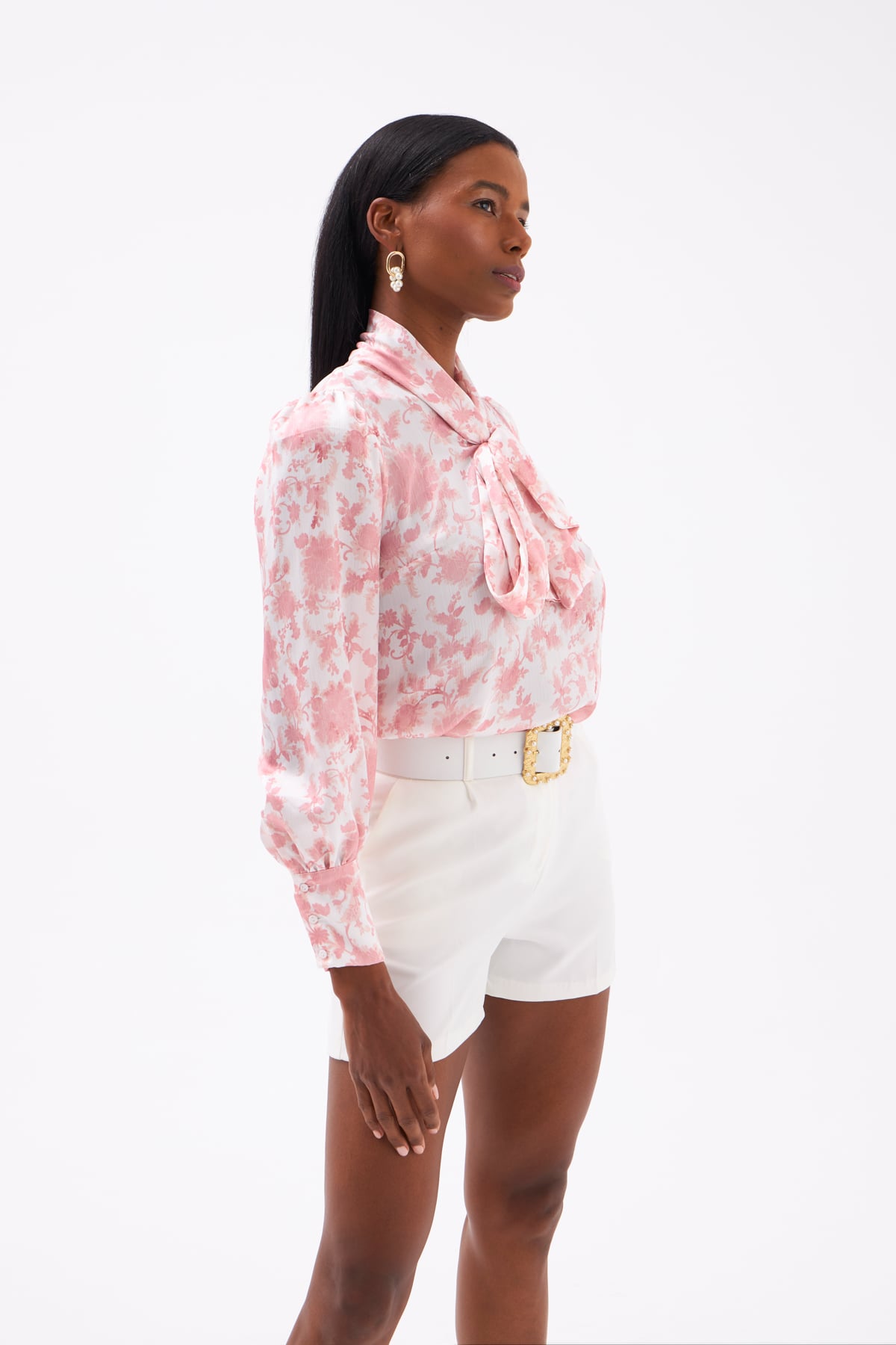 Scarf Detailed Blouse - PINK