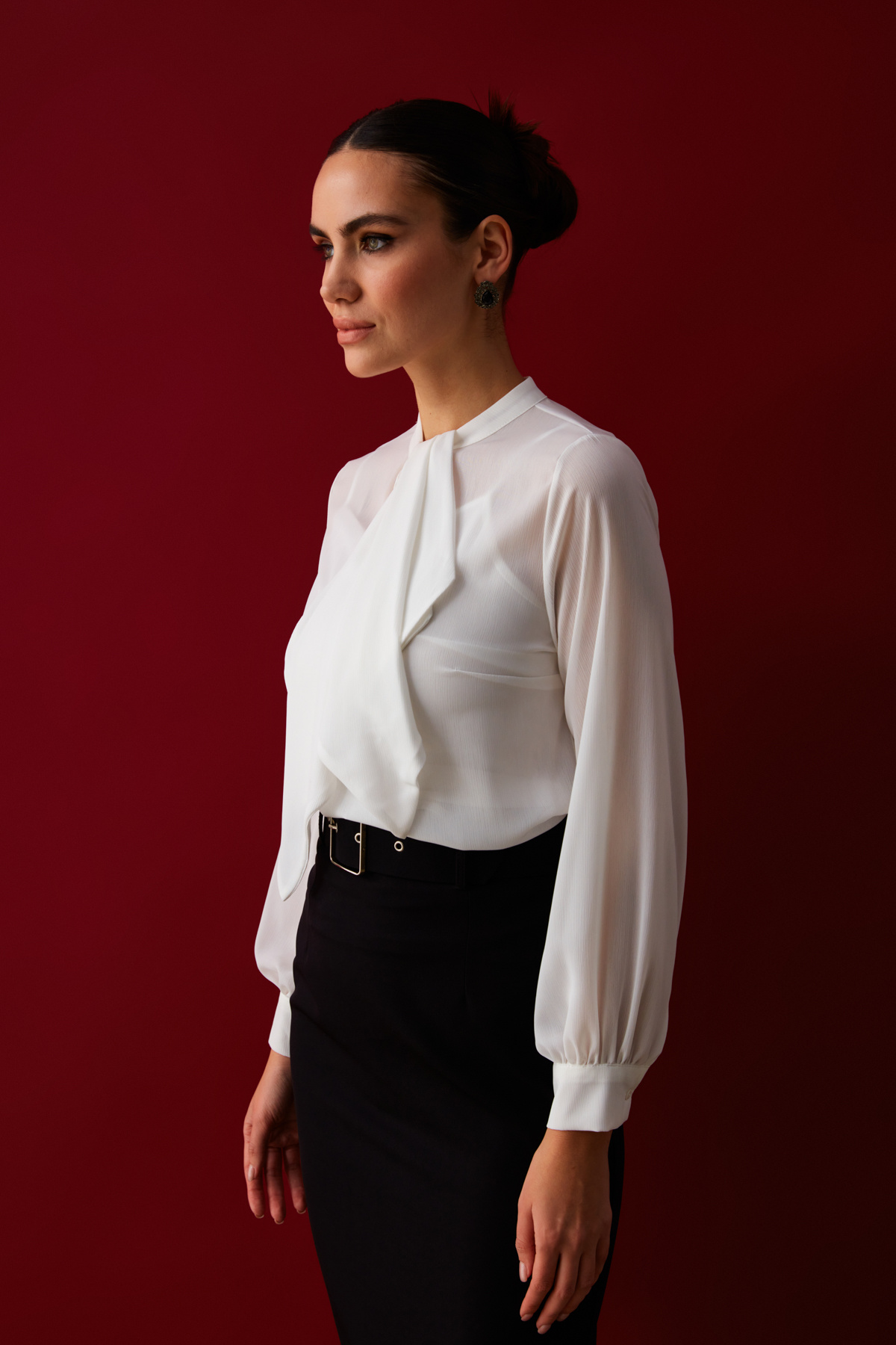 Fular Detaylı Salaş Bluz - EKRU