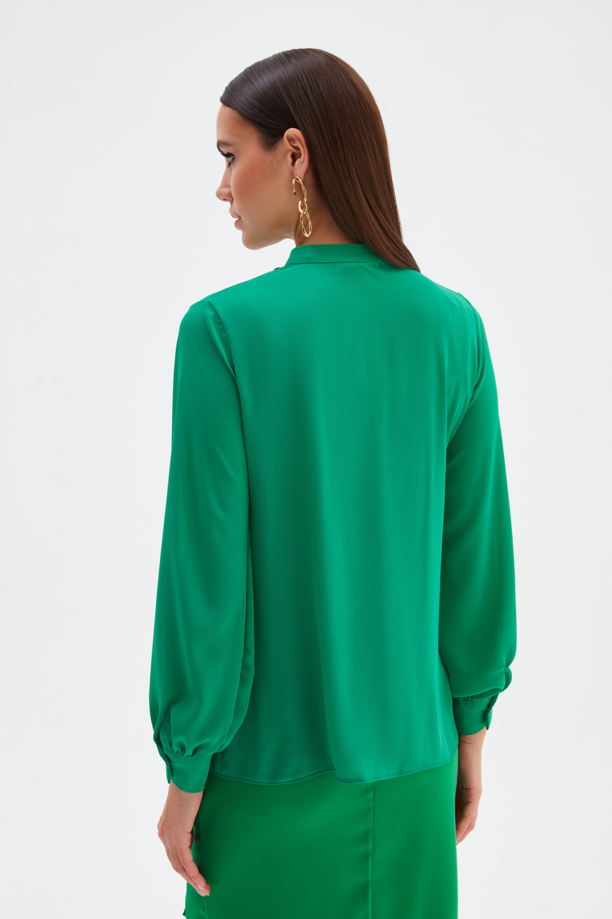 Fular Detaylı Salaş Bluz - YEŞİL