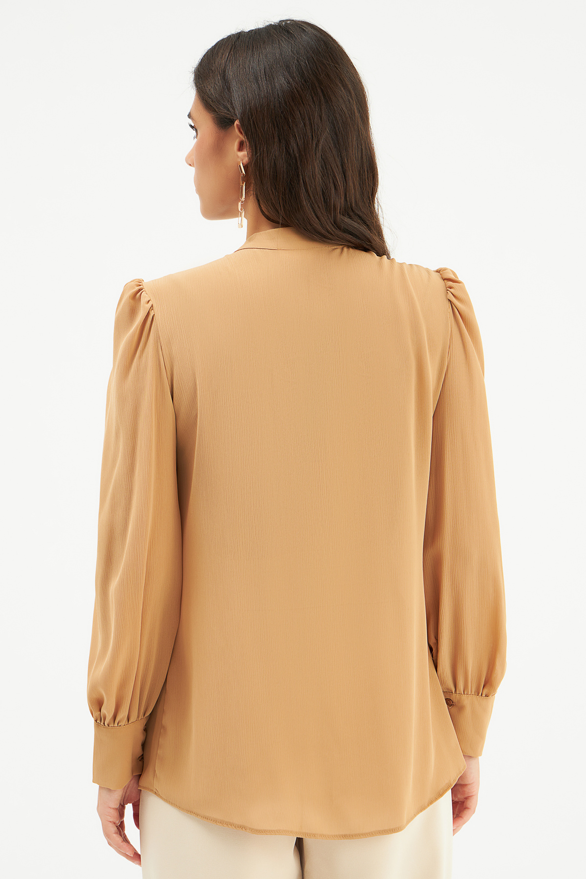 Fular Yaka Salaş Bluz - CAMEL
