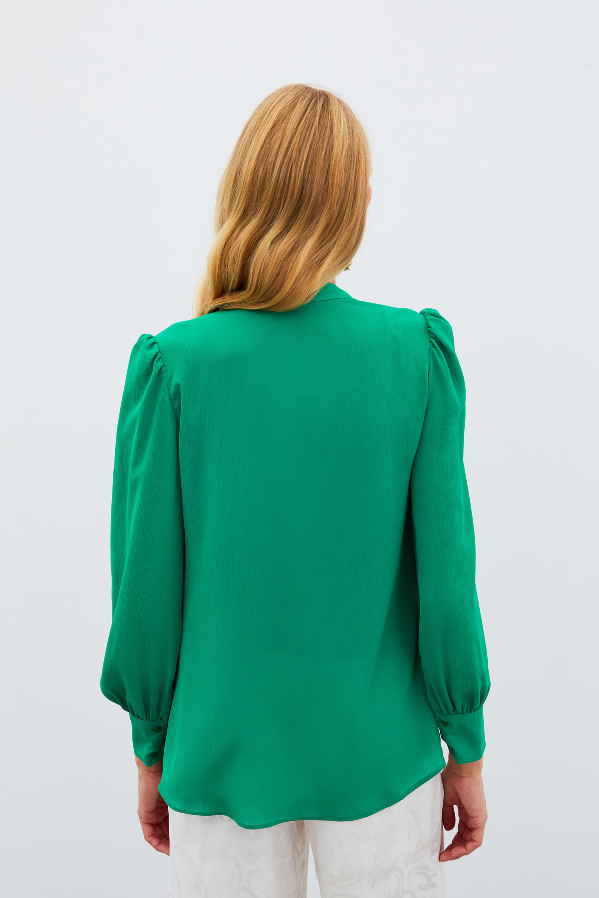 Fular Yaka Salaş Bluz - YEŞİL