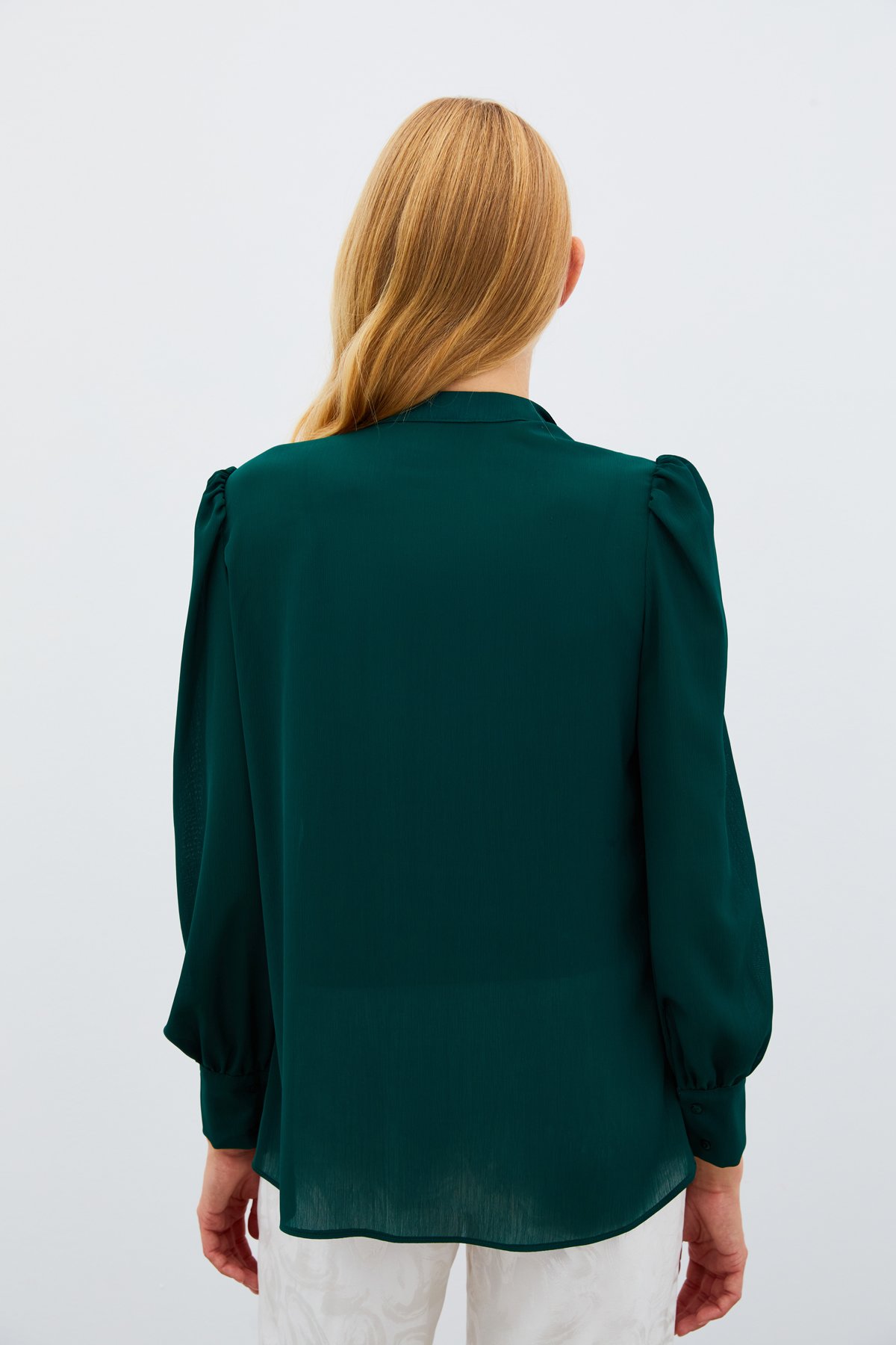 Fular Yaka Salaş Bluz - ZÜMRÜT