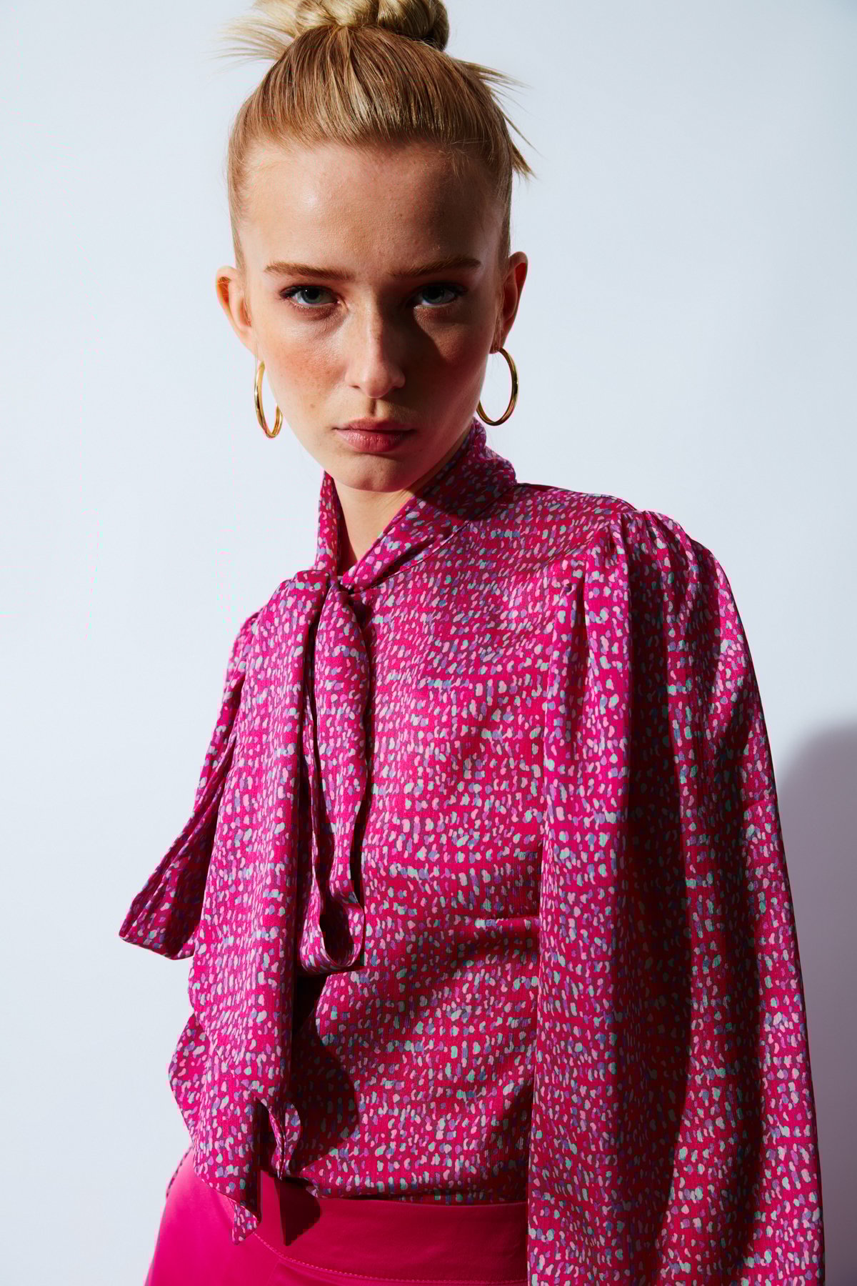 Scarf Patterned Shirt - FuchsIa