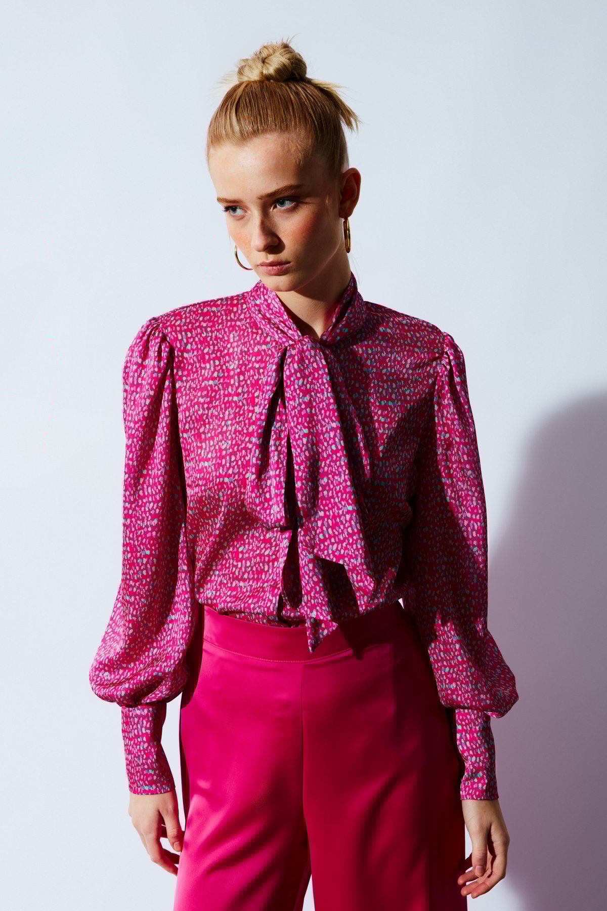 Scarf Patterned Shirt - FuchsIa