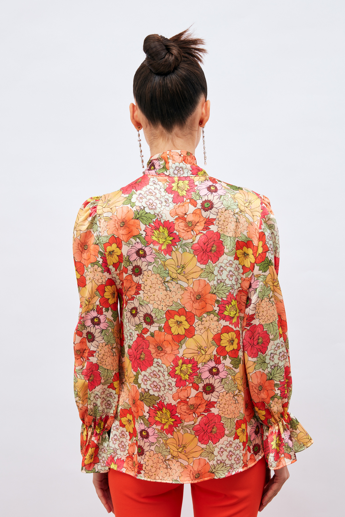 Fularlı Desenli Gömlek - MERCAN