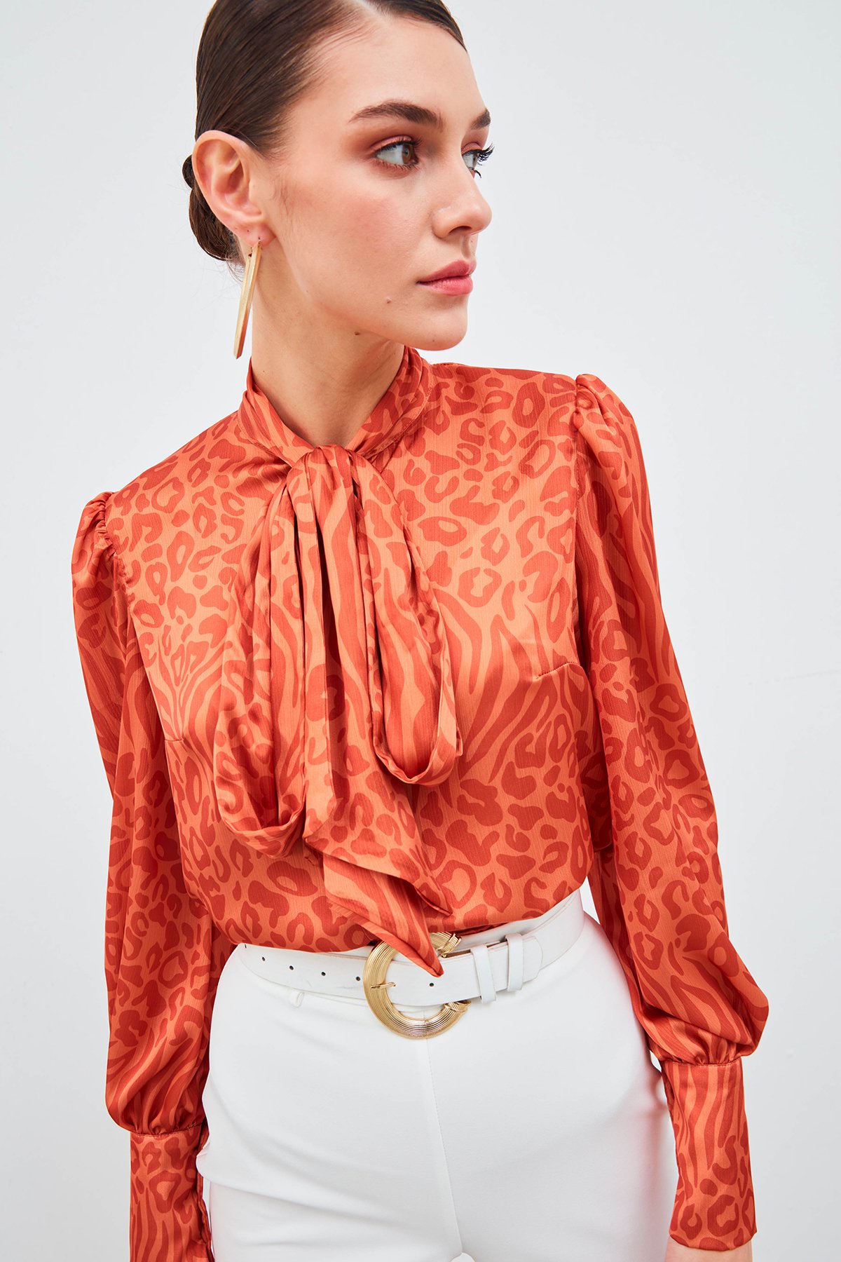 Scarf Patterned Shirt - ORANJ