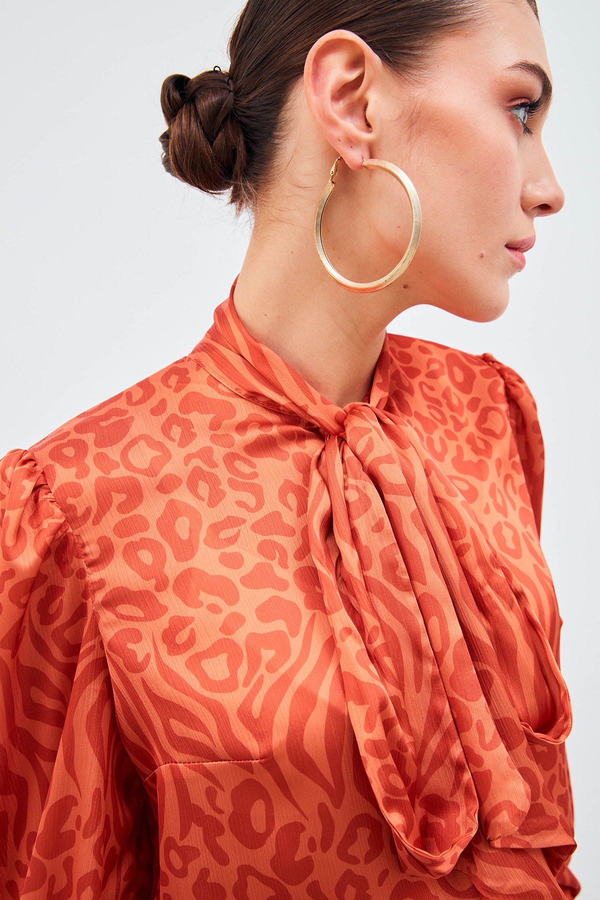 Scarf Patterned Shirt - ORANJ