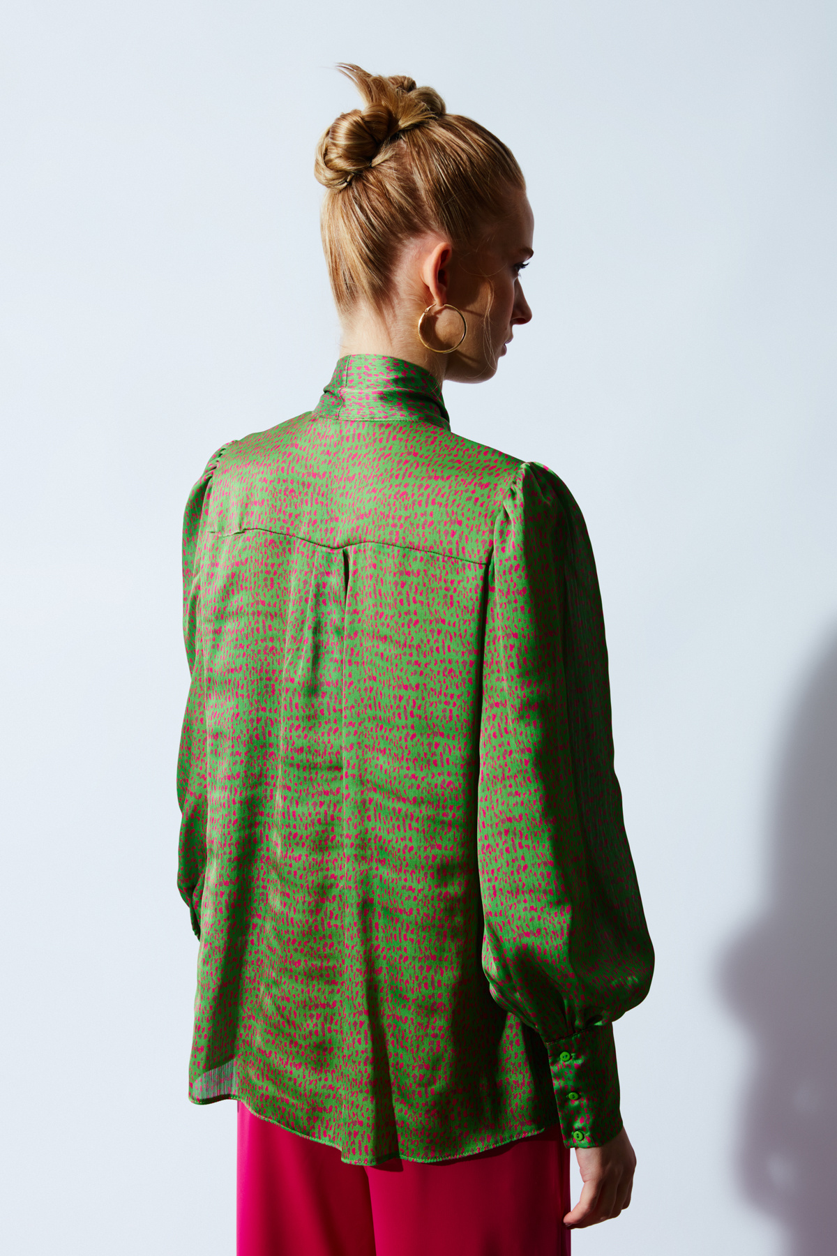 Fularlı Desenli Gömlek - YEŞİL