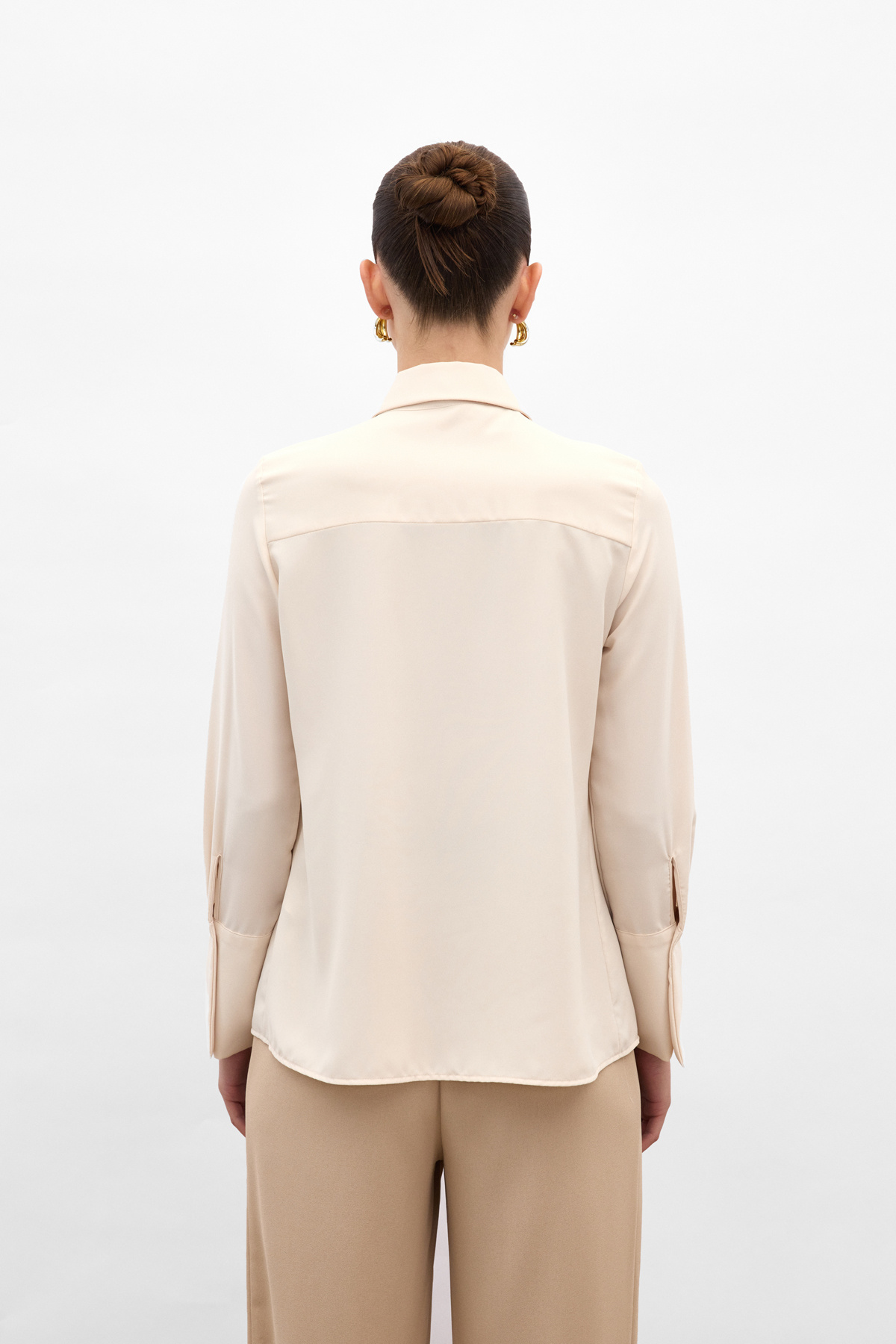 Fularlı Gömlek - Bej