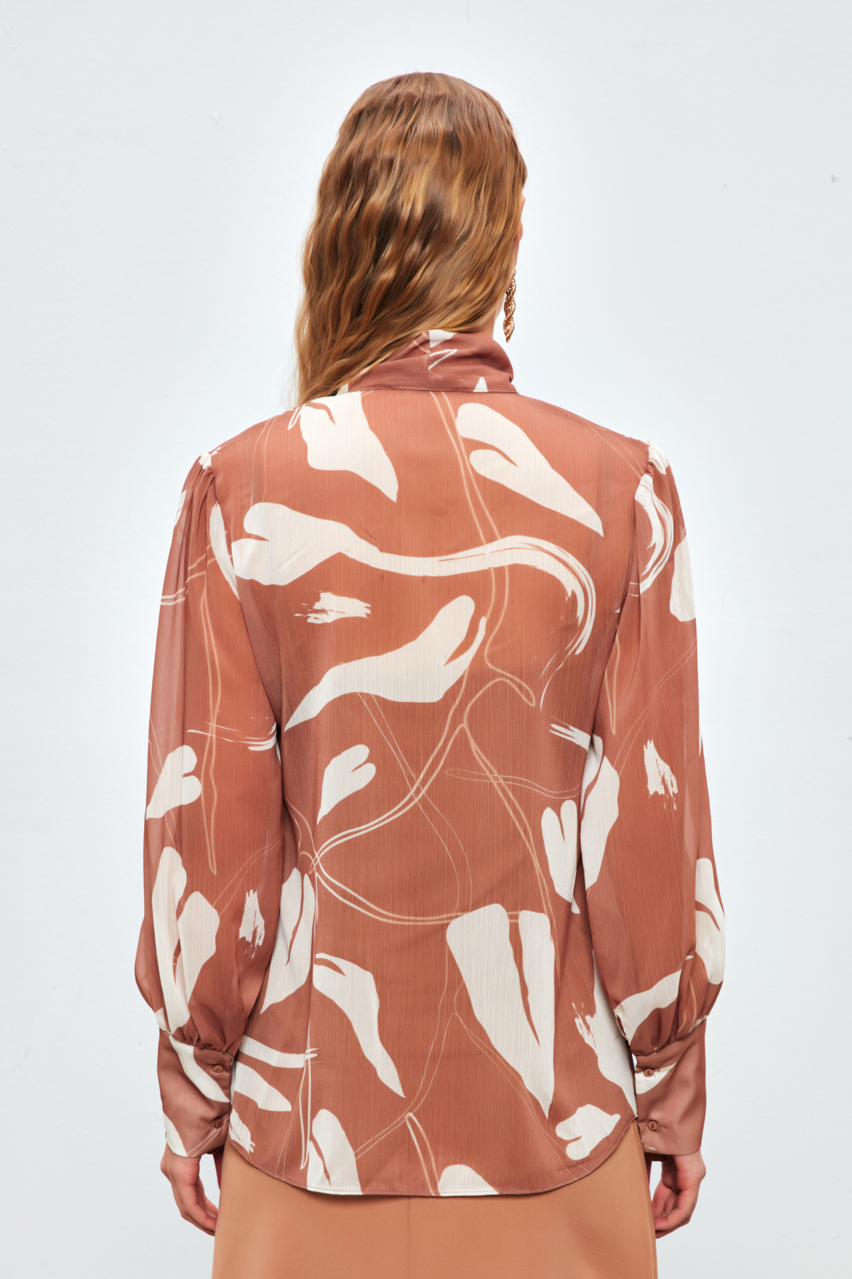 Fularlı Salaş Gömlek - KAHVE