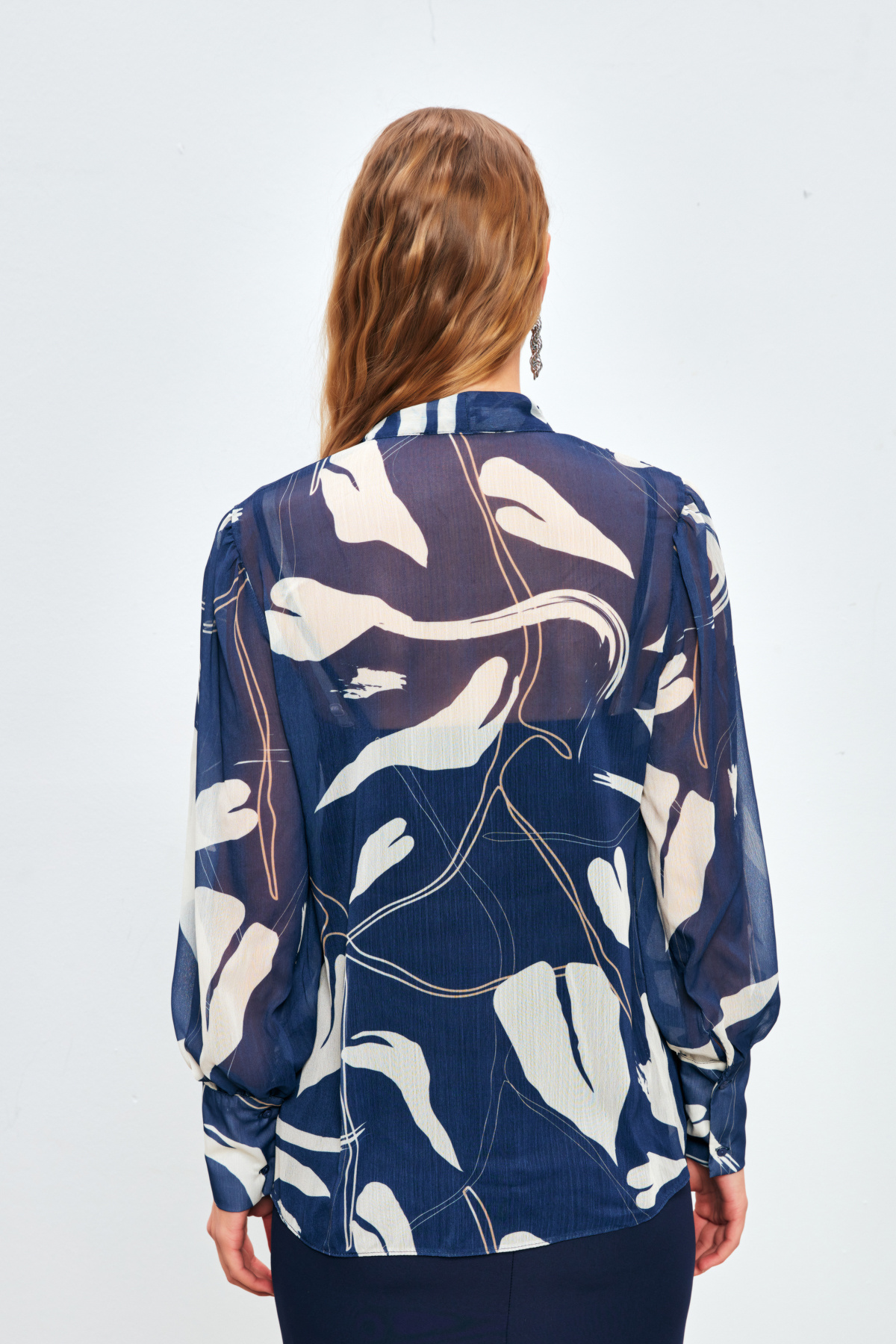 Fularlı Salaş Gömlek - LACİVERT