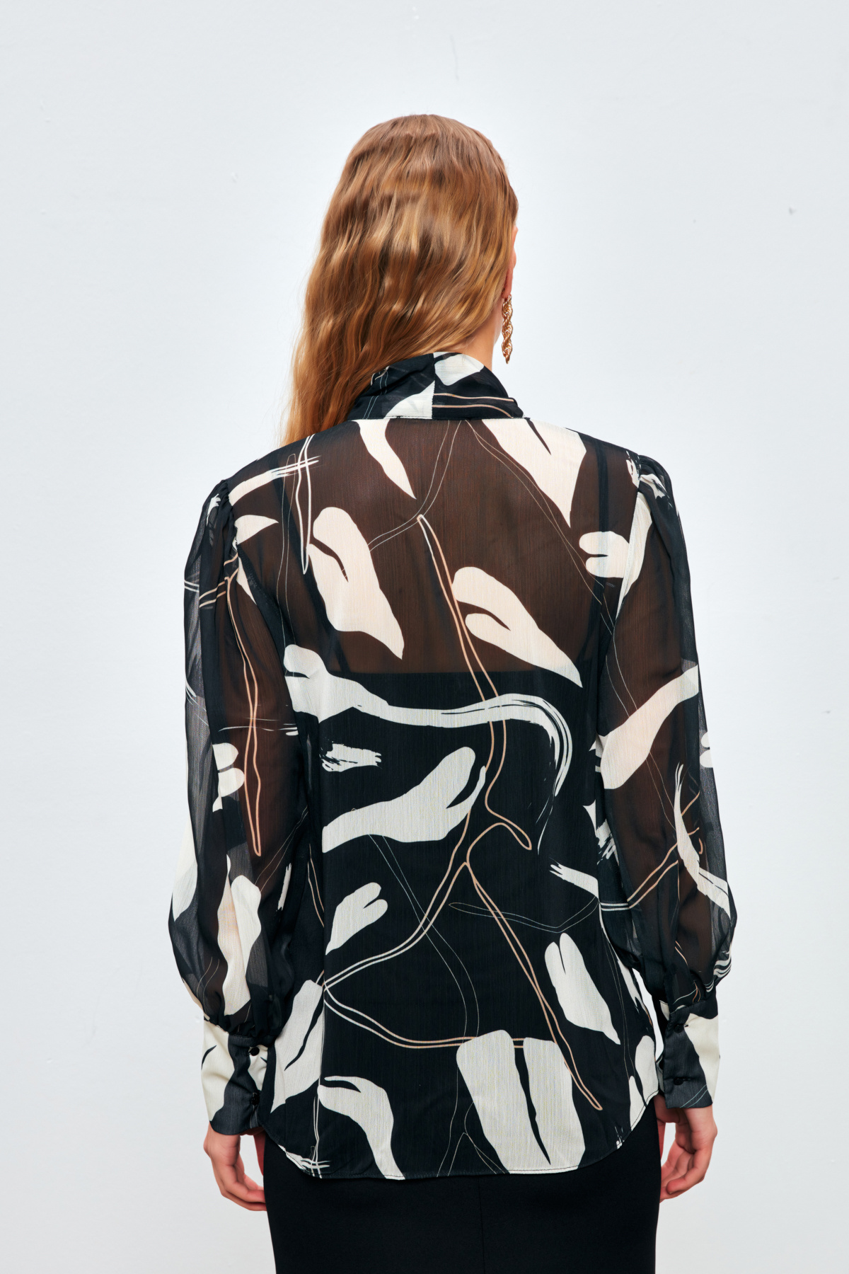 Fularlı Salaş Gömlek - SİYAH