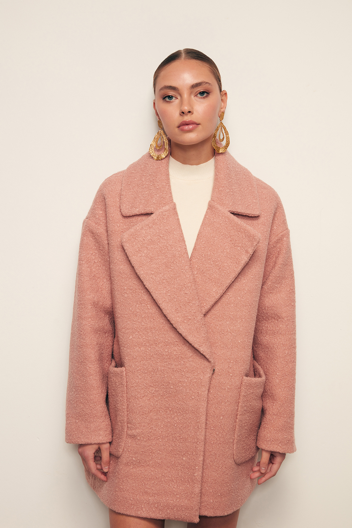 Geniş Cepli Buklet Kaban - PUDRA