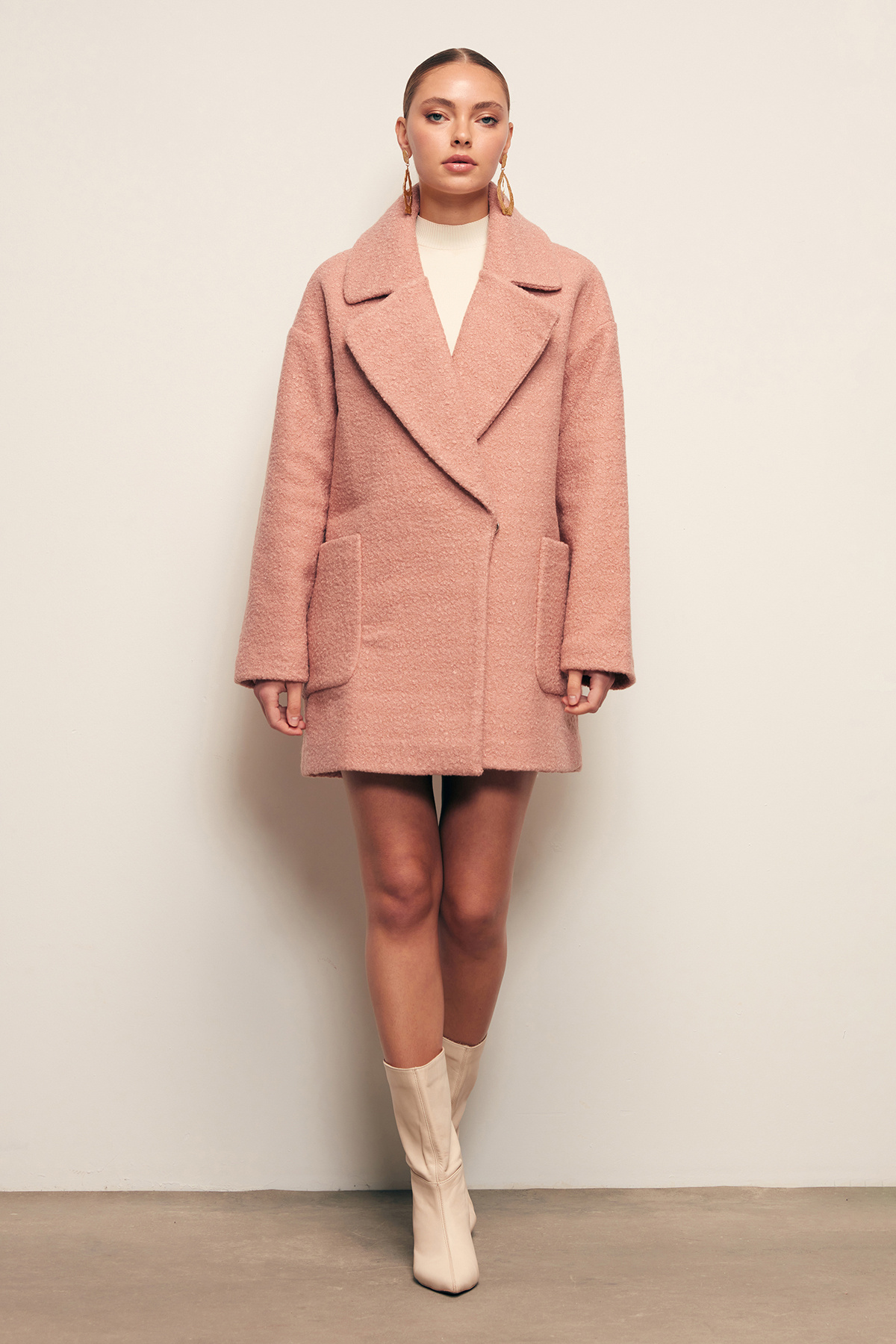 Geniş Cepli Buklet Kaban - PUDRA