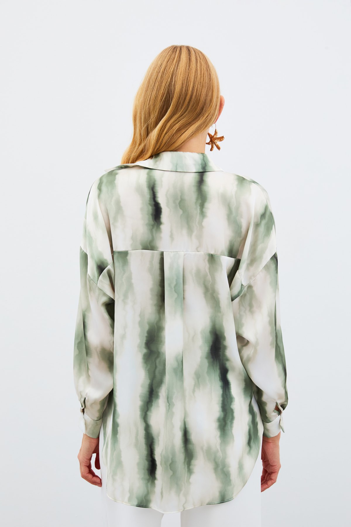 Geniş Desenli Gömlek - HAKİ