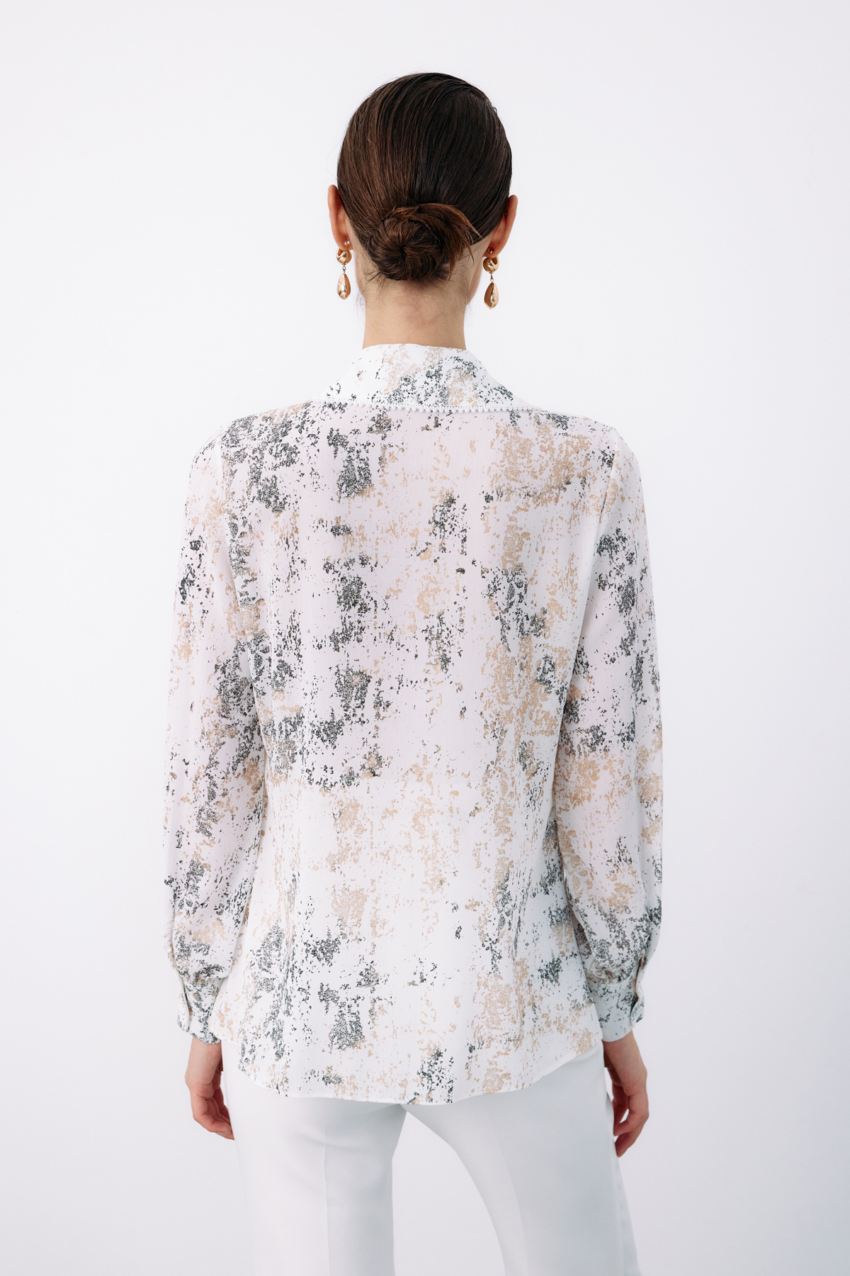 Geniş İnci Yakalı Gömlek - EKRU-GOLD