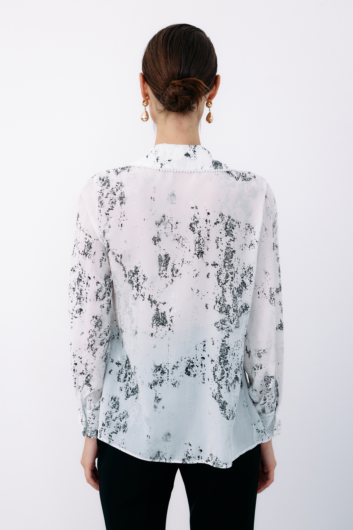 Geniş İnci Yakalı Gömlek - EKRU-GÜMÜŞ