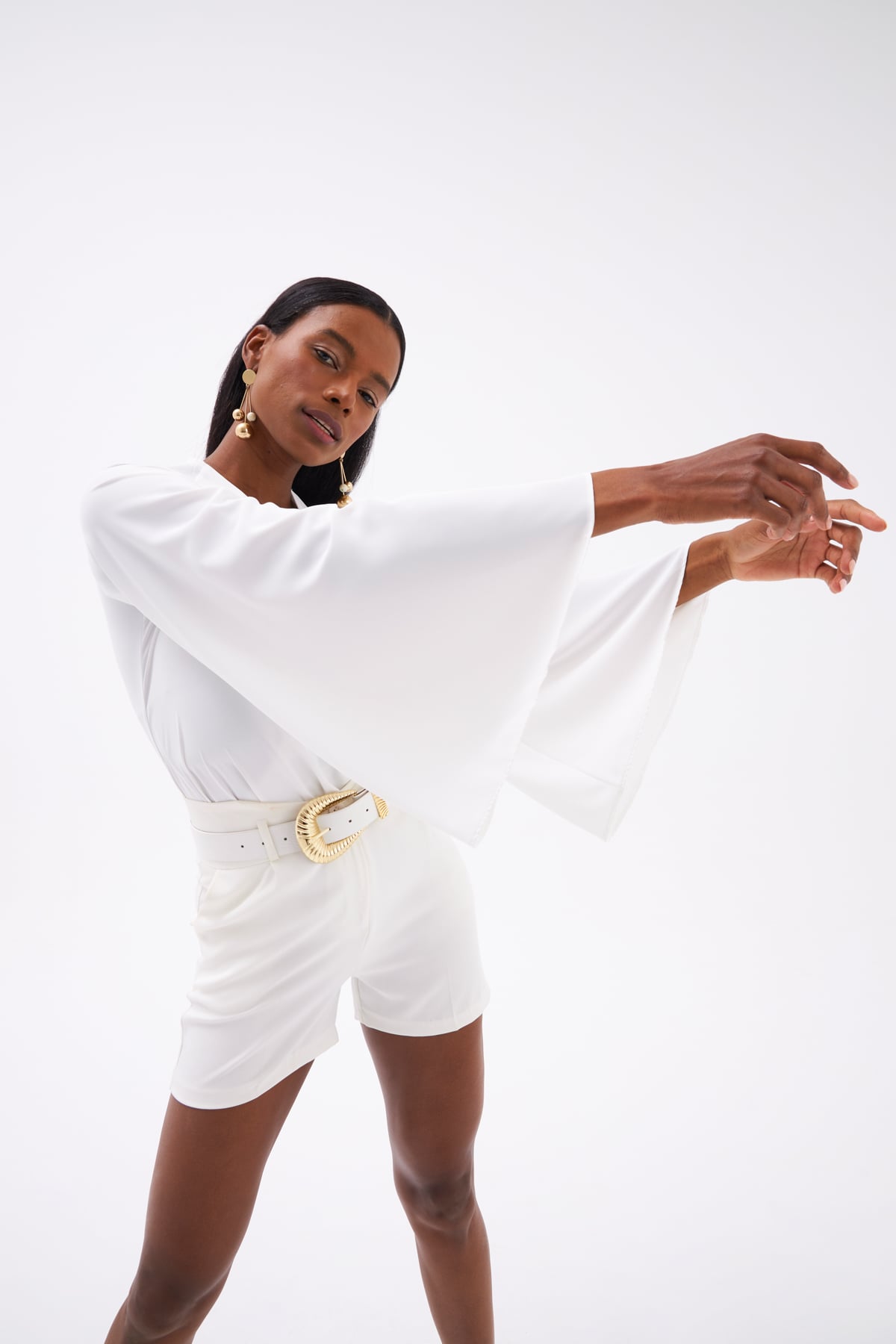 Wide Sleeve Double Breasted Bodysuit - ECRU