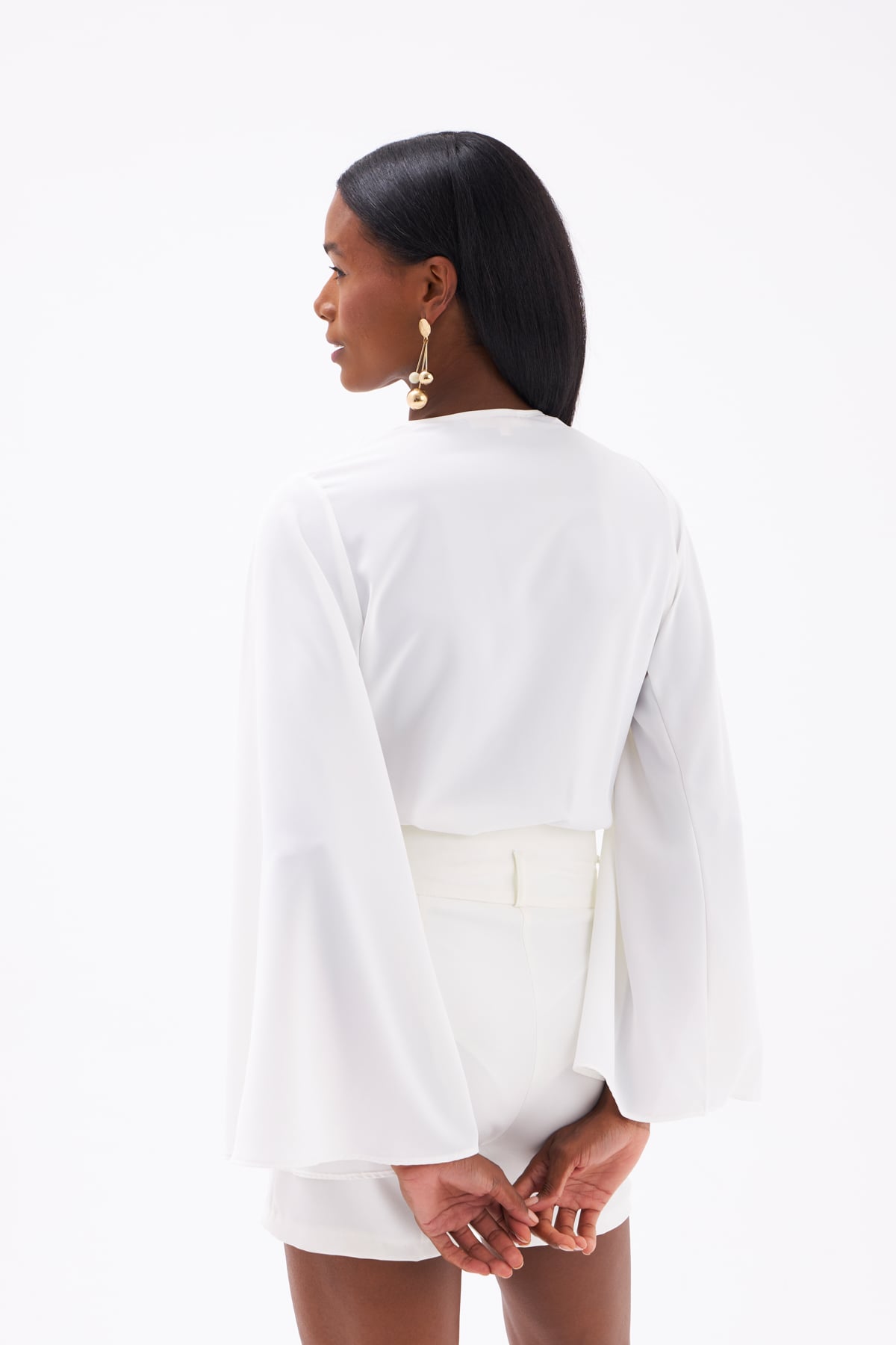 Wide Sleeve Double Breasted Bodysuit - ECRU