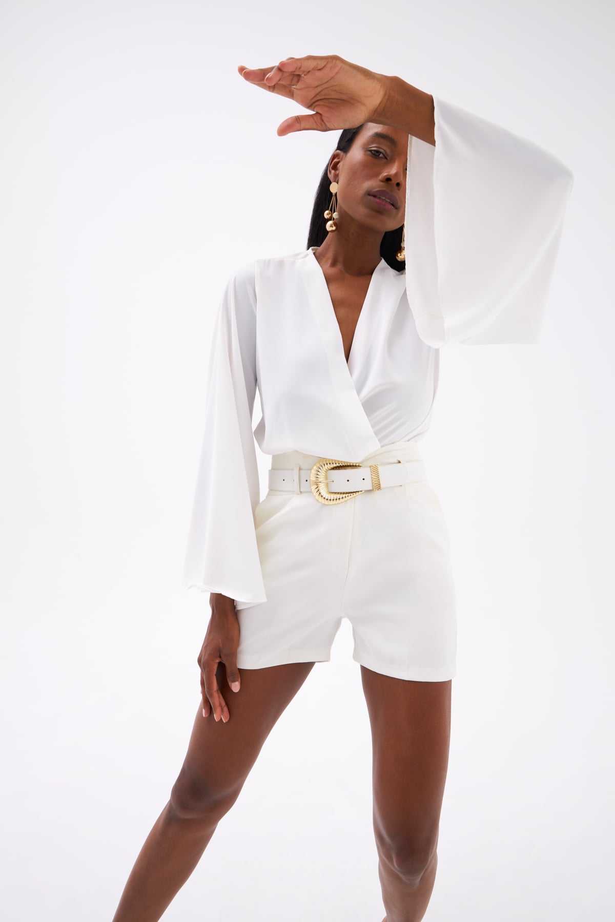 Wide Sleeve Double Breasted Bodysuit - ECRU