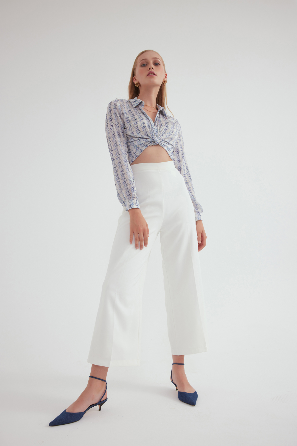 Geniş paça krep pantolon - EKRU