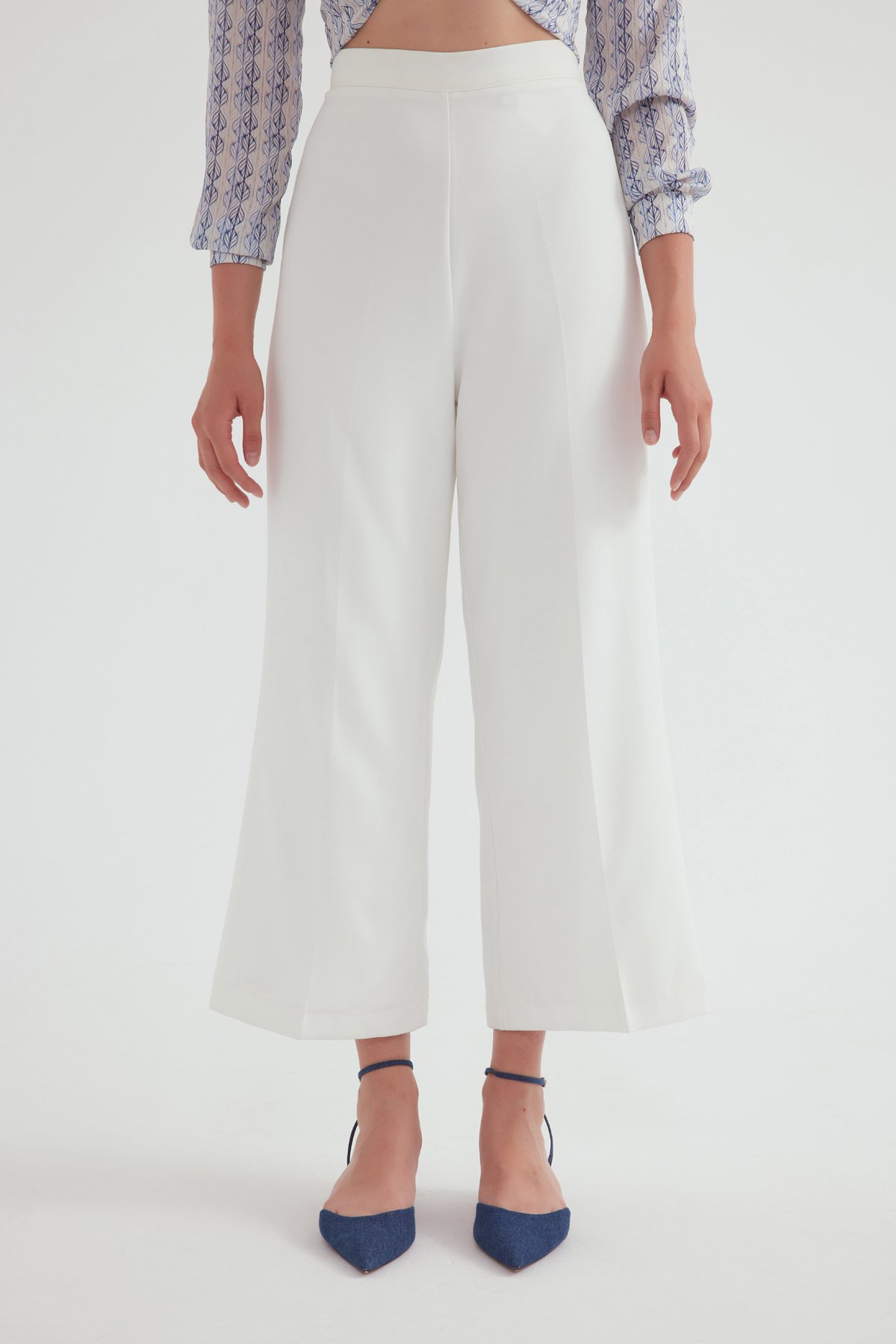 Geniş paça krep pantolon - EKRU