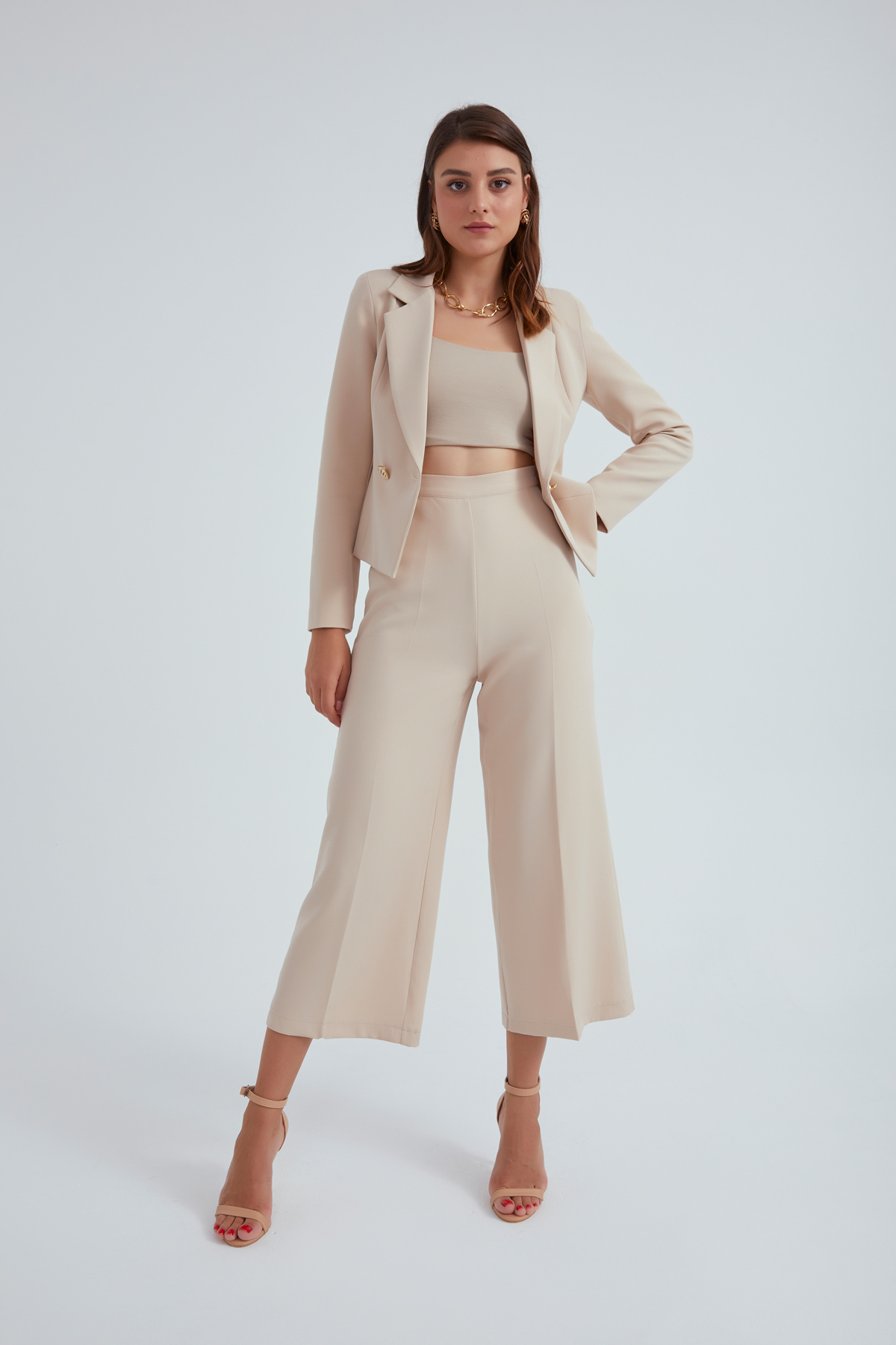 Geniş paça krep pantolon - TAŞ