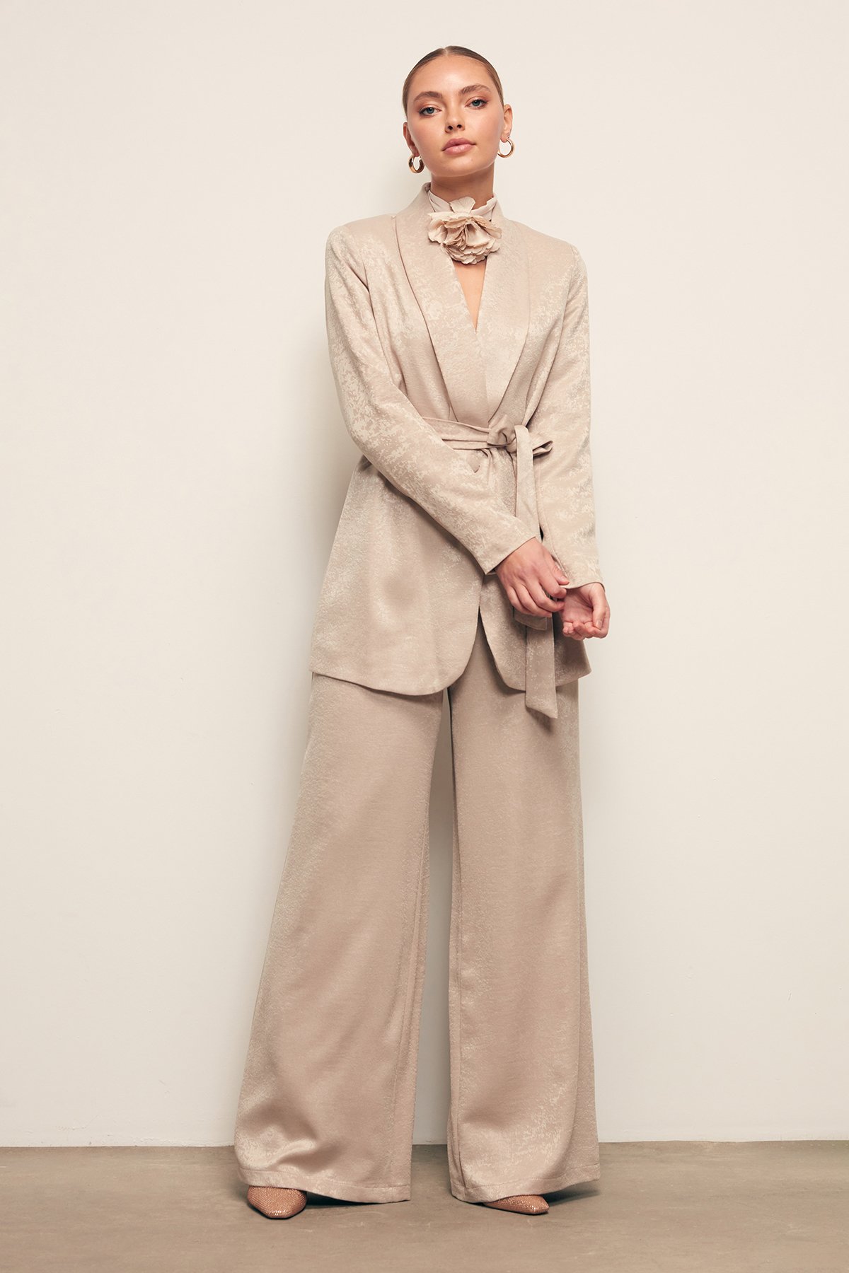 Geniş Paça Pantolon - BEJ