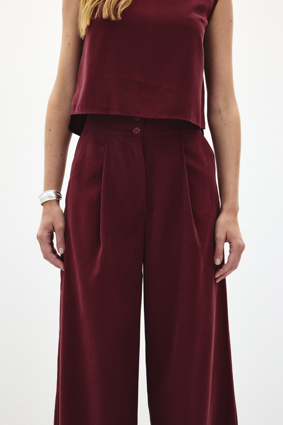 Geniş Paça Pantolon - Bordo