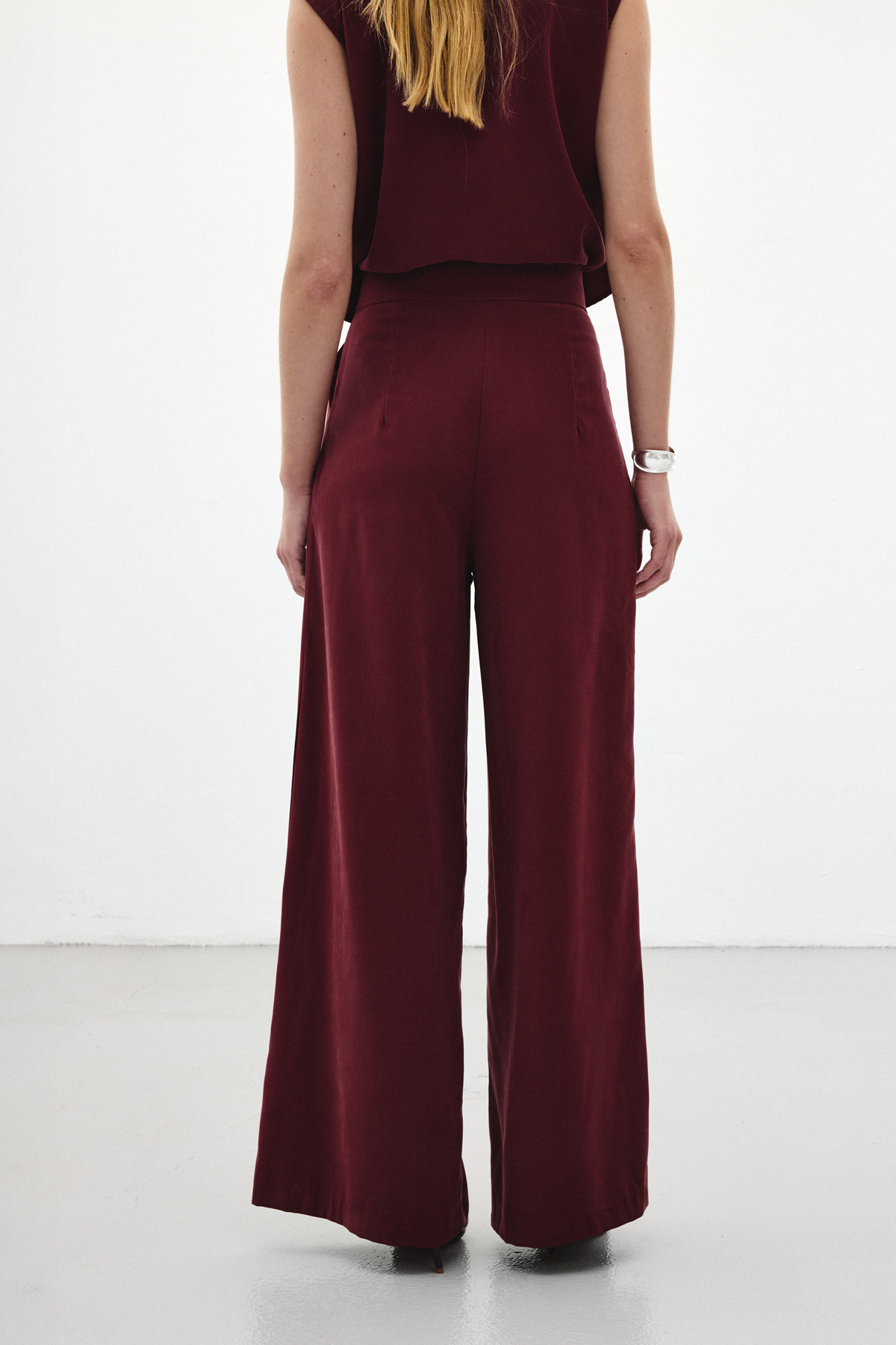 Geniş Paça Pantolon - Bordo