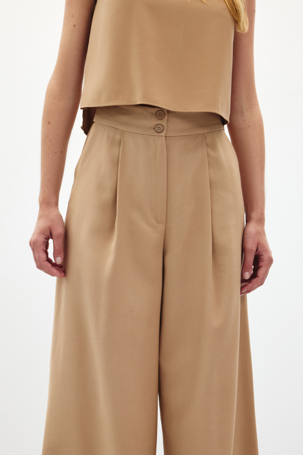 Geniş Paça Pantolon - Camel