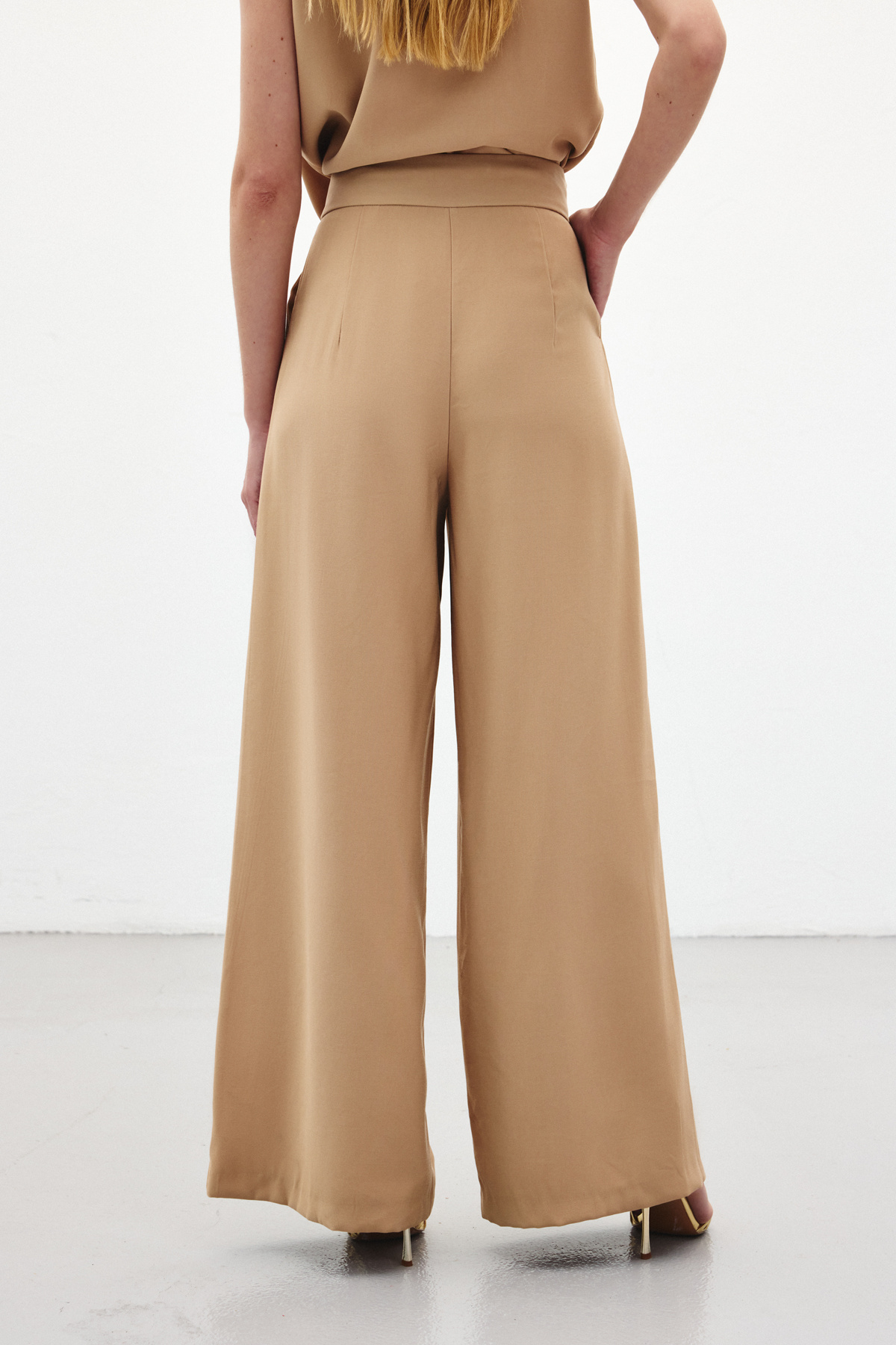 Geniş Paça Pantolon - Camel